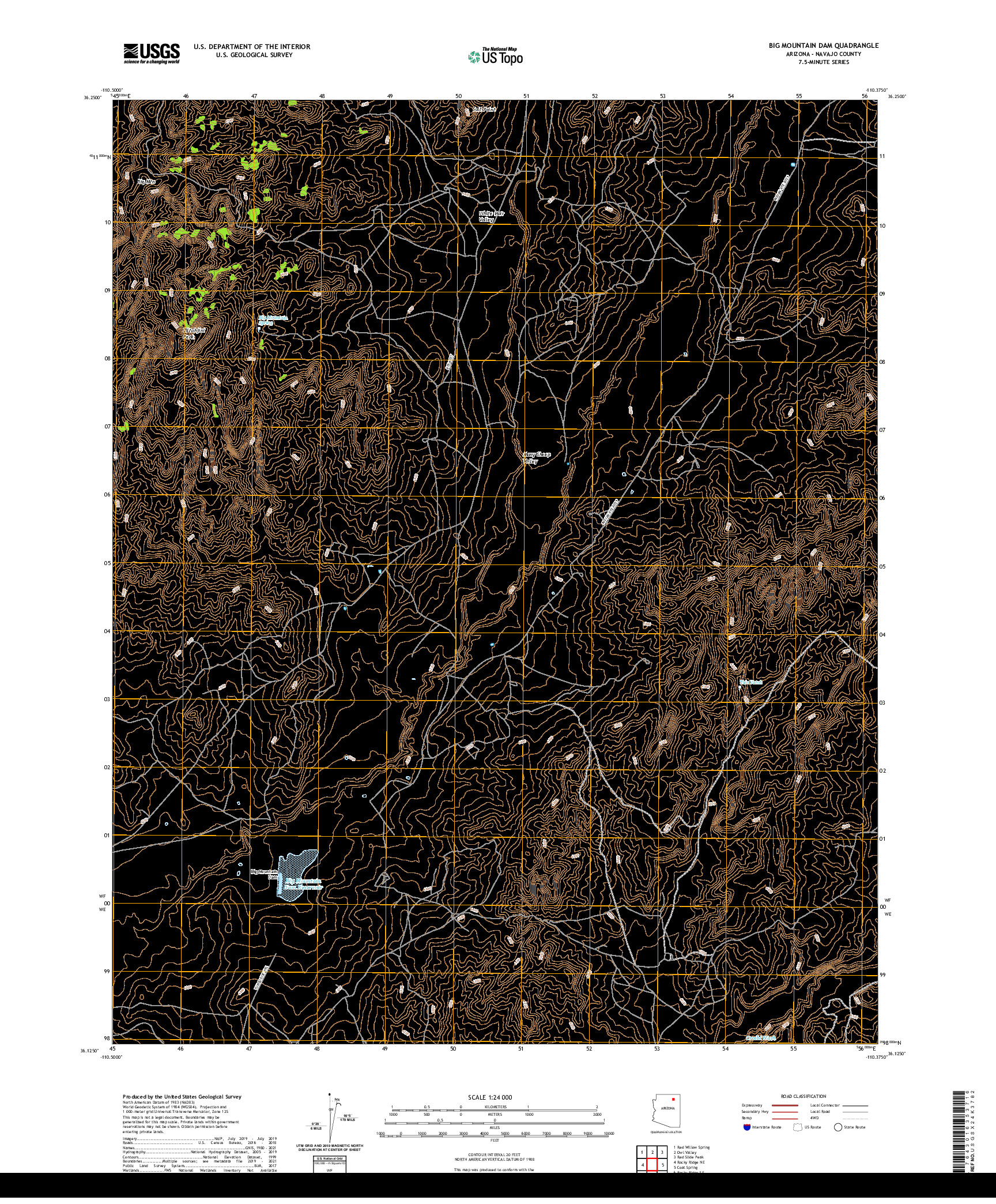 US TOPO 7.5-MINUTE MAP FOR BIG MOUNTAIN DAM, AZ