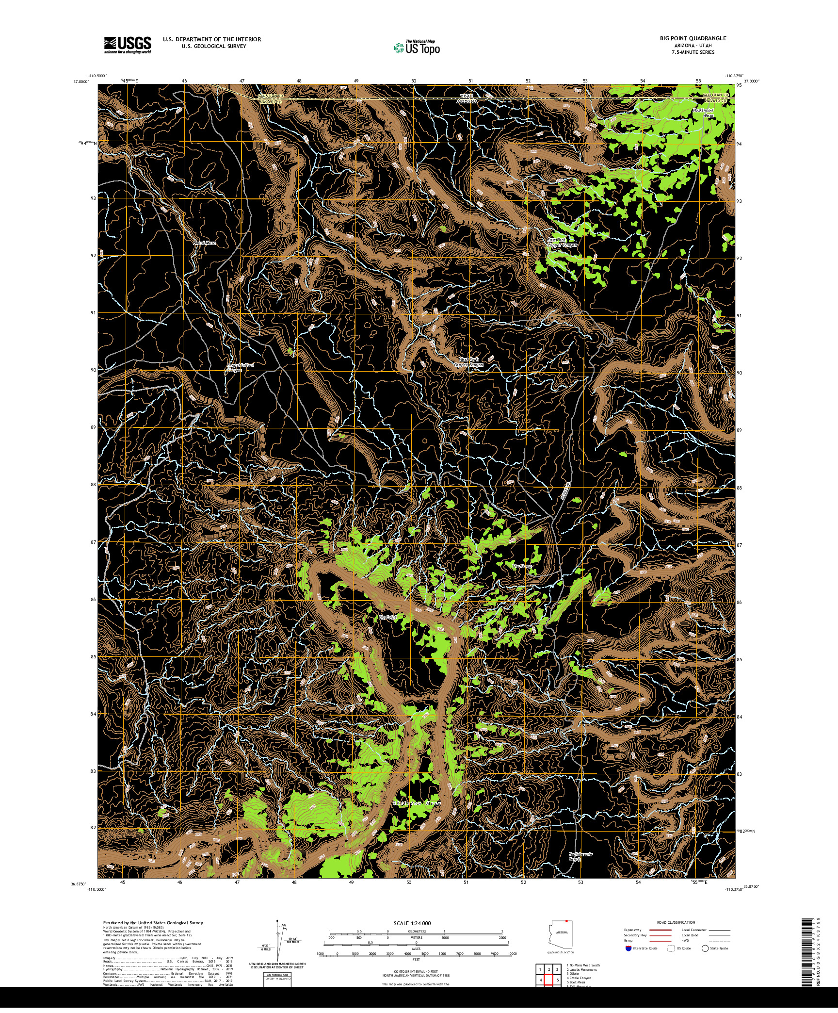 US TOPO 7.5-MINUTE MAP FOR BIG POINT, AZ,UT