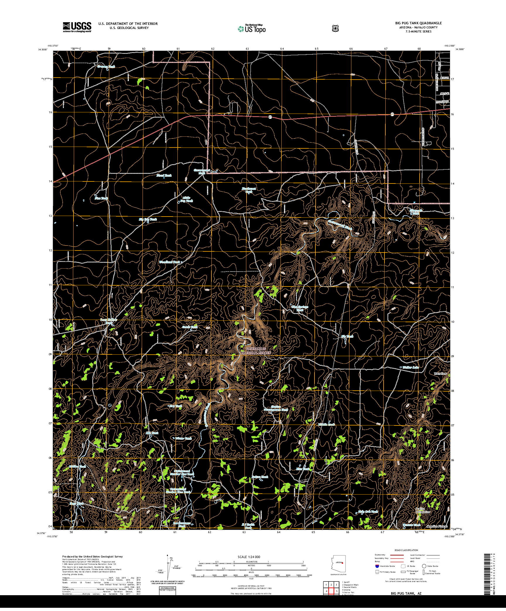 US TOPO 7.5-MINUTE MAP FOR BIG PUG TANK, AZ