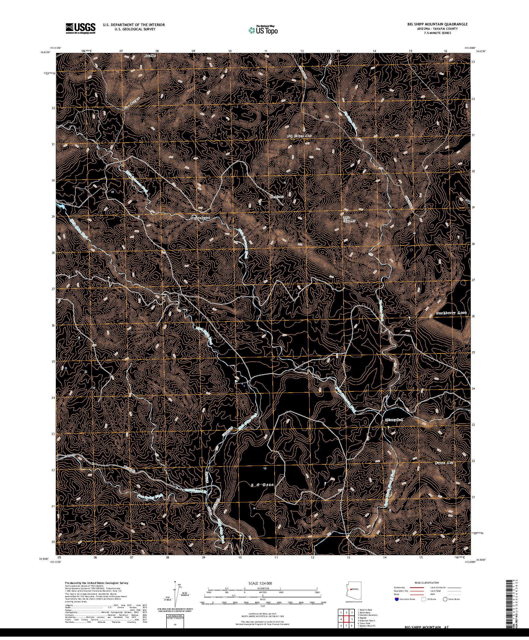 US TOPO 7.5-MINUTE MAP FOR BIG SHIPP MOUNTAIN, AZ