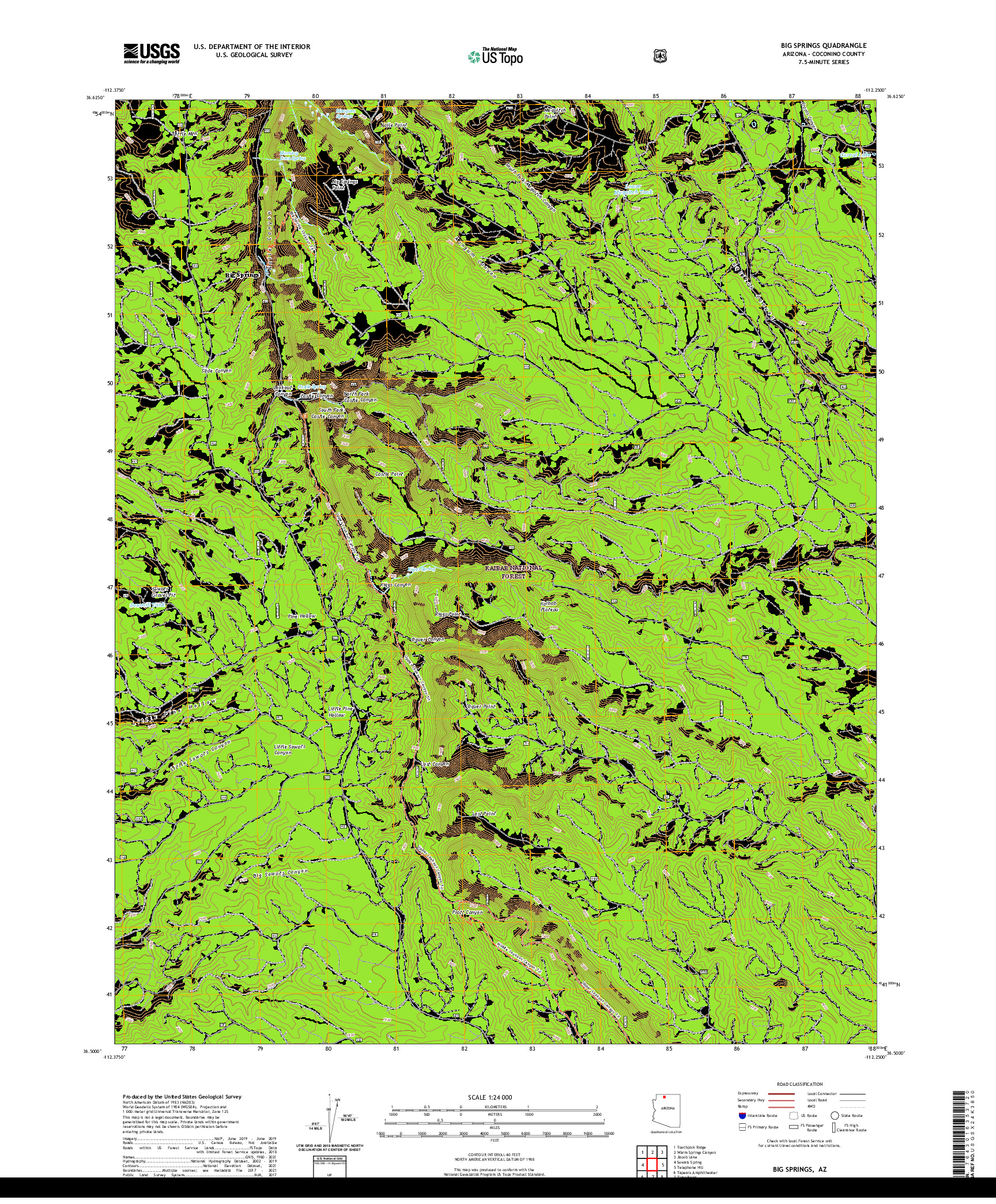 US TOPO 7.5-MINUTE MAP FOR BIG SPRINGS, AZ