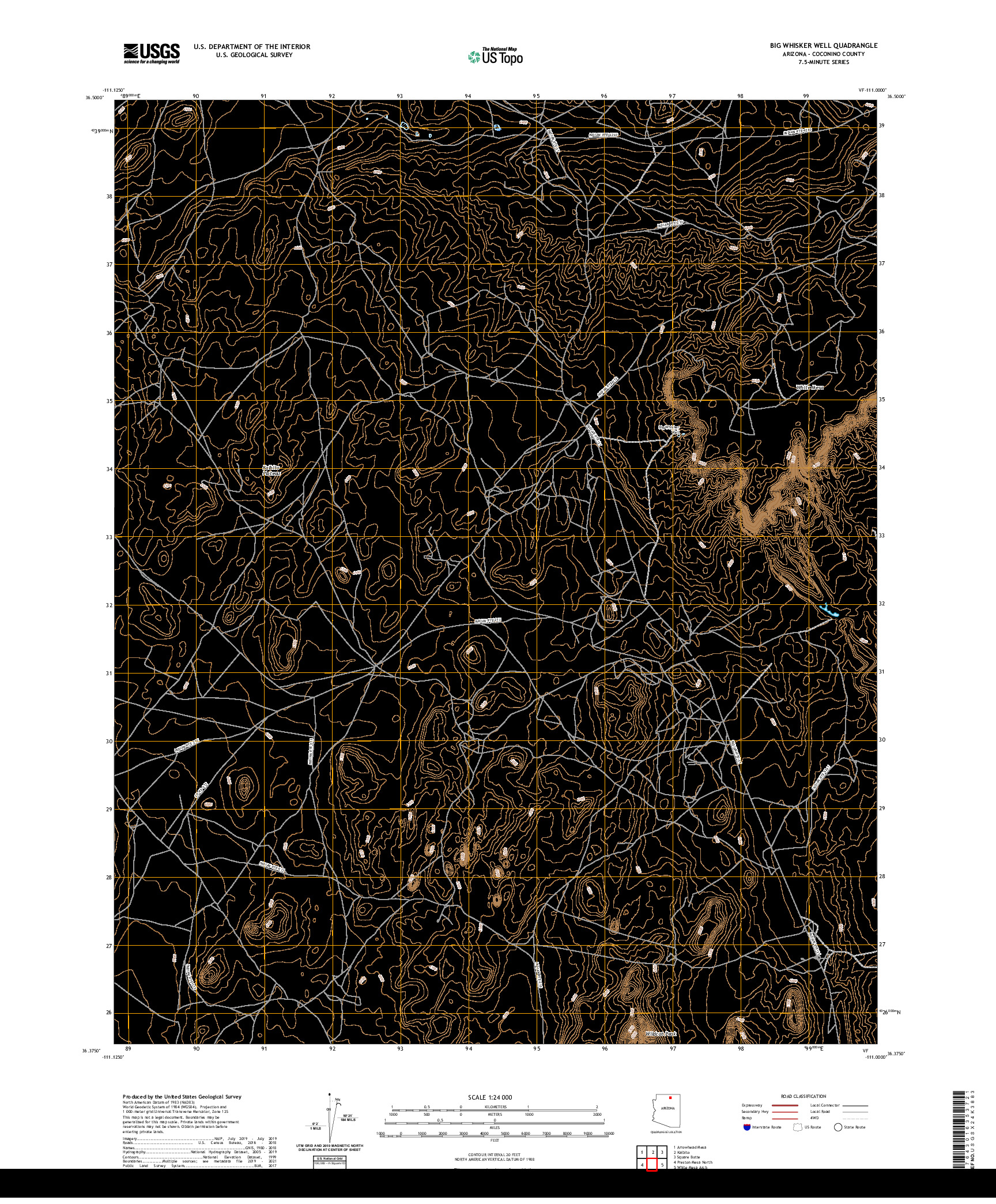 US TOPO 7.5-MINUTE MAP FOR BIG WHISKER WELL, AZ