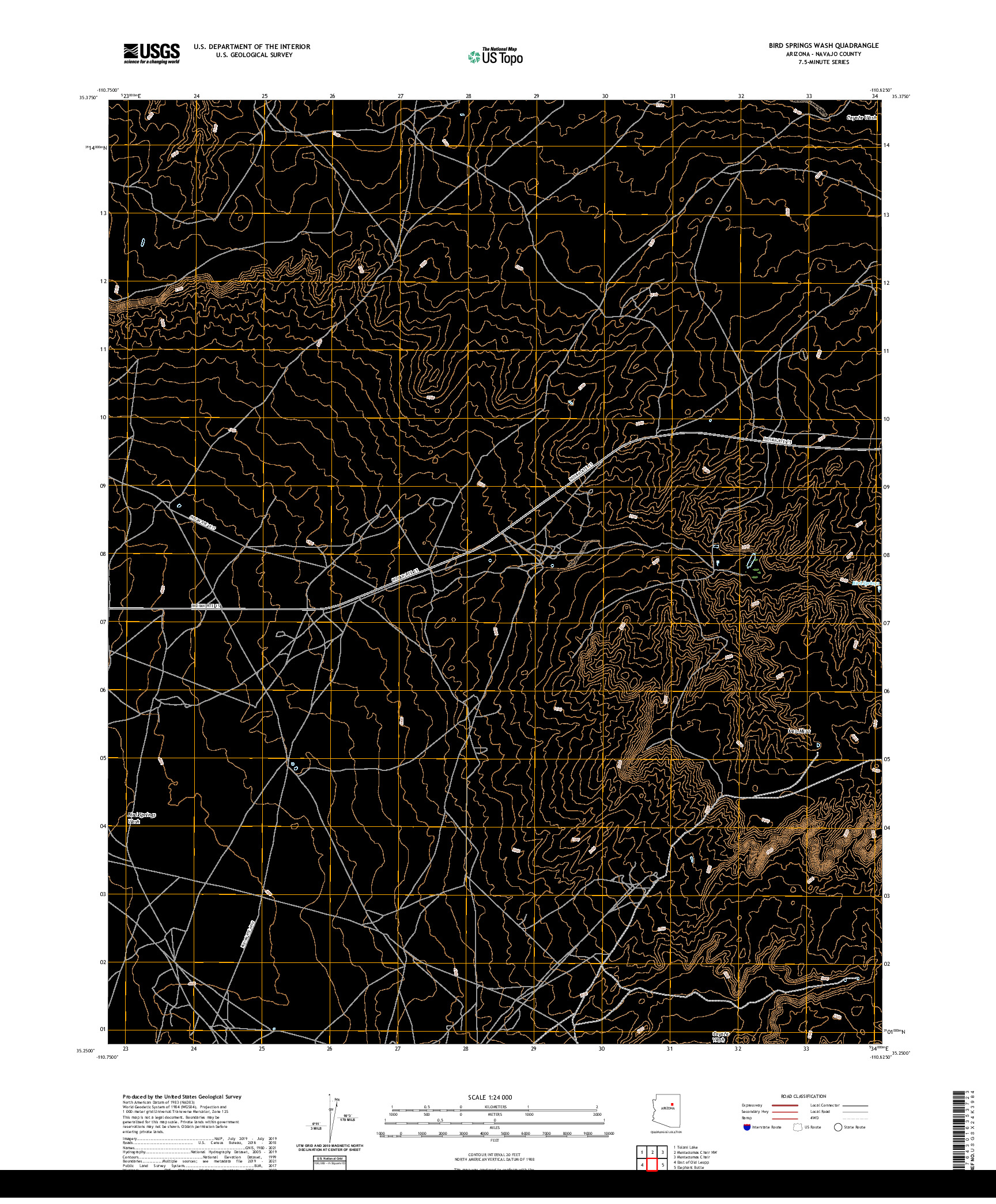 US TOPO 7.5-MINUTE MAP FOR BIRD SPRINGS WASH, AZ