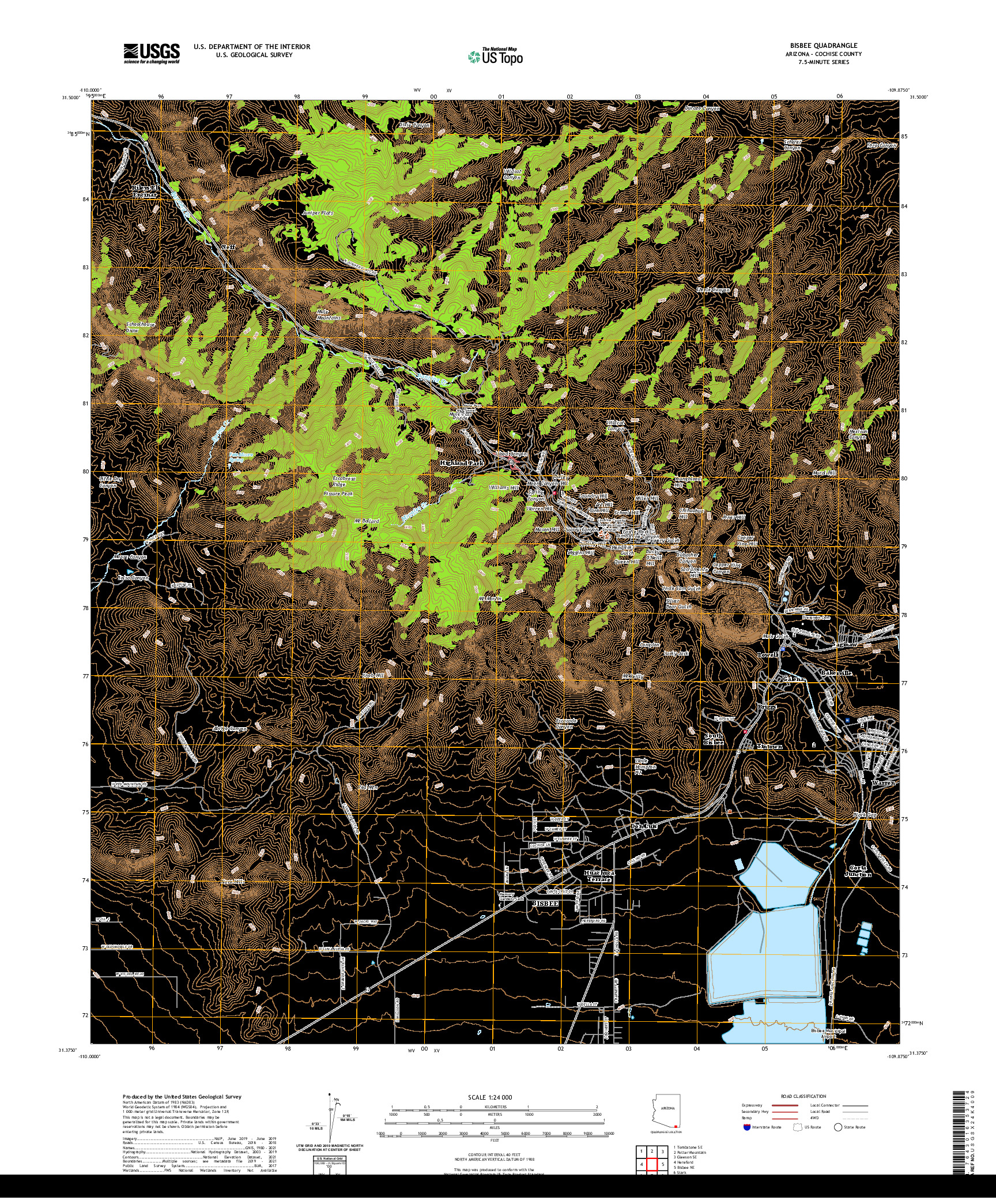 USGS US TOPO 7.5-MINUTE MAP FOR BISBEE, AZ 2021