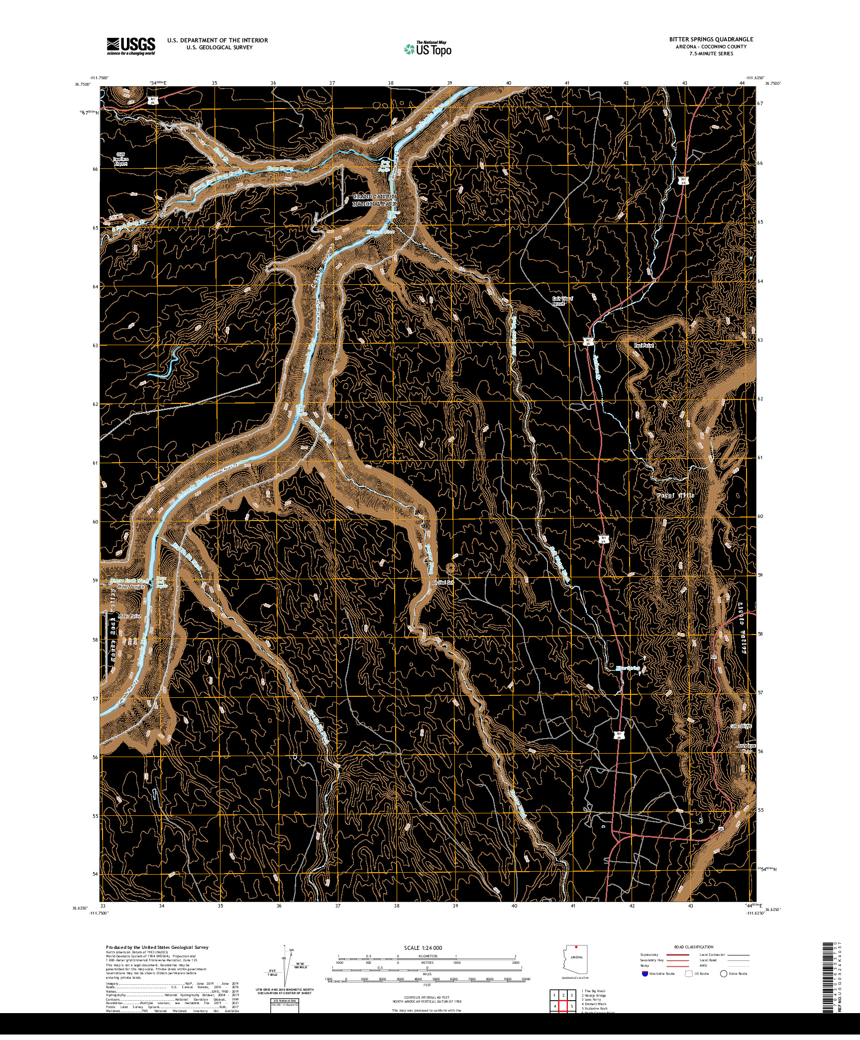 US TOPO 7.5-MINUTE MAP FOR BITTER SPRINGS, AZ