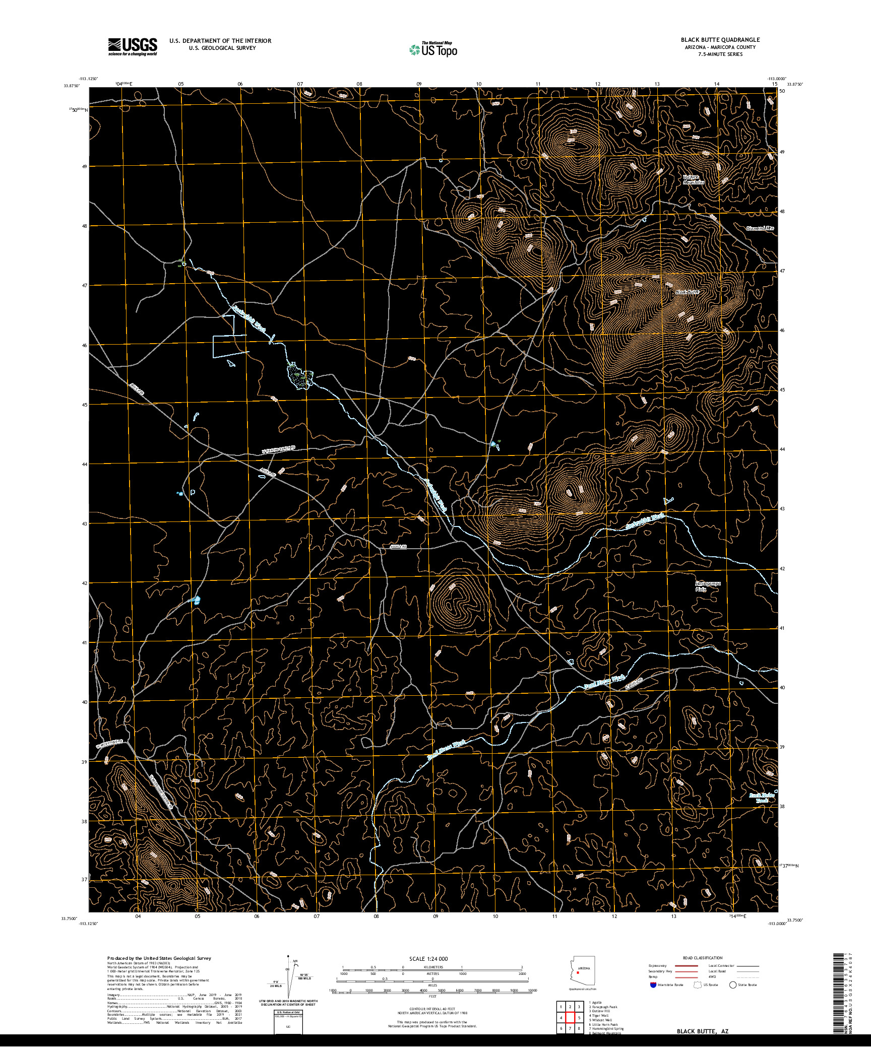 US TOPO 7.5-MINUTE MAP FOR BLACK BUTTE, AZ