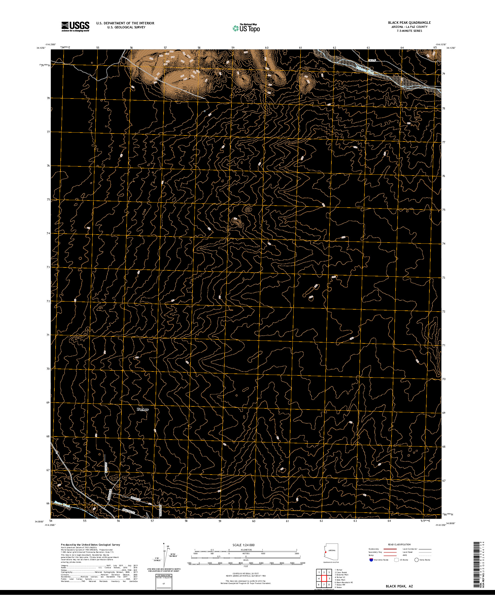 US TOPO 7.5-MINUTE MAP FOR BLACK PEAK, AZ