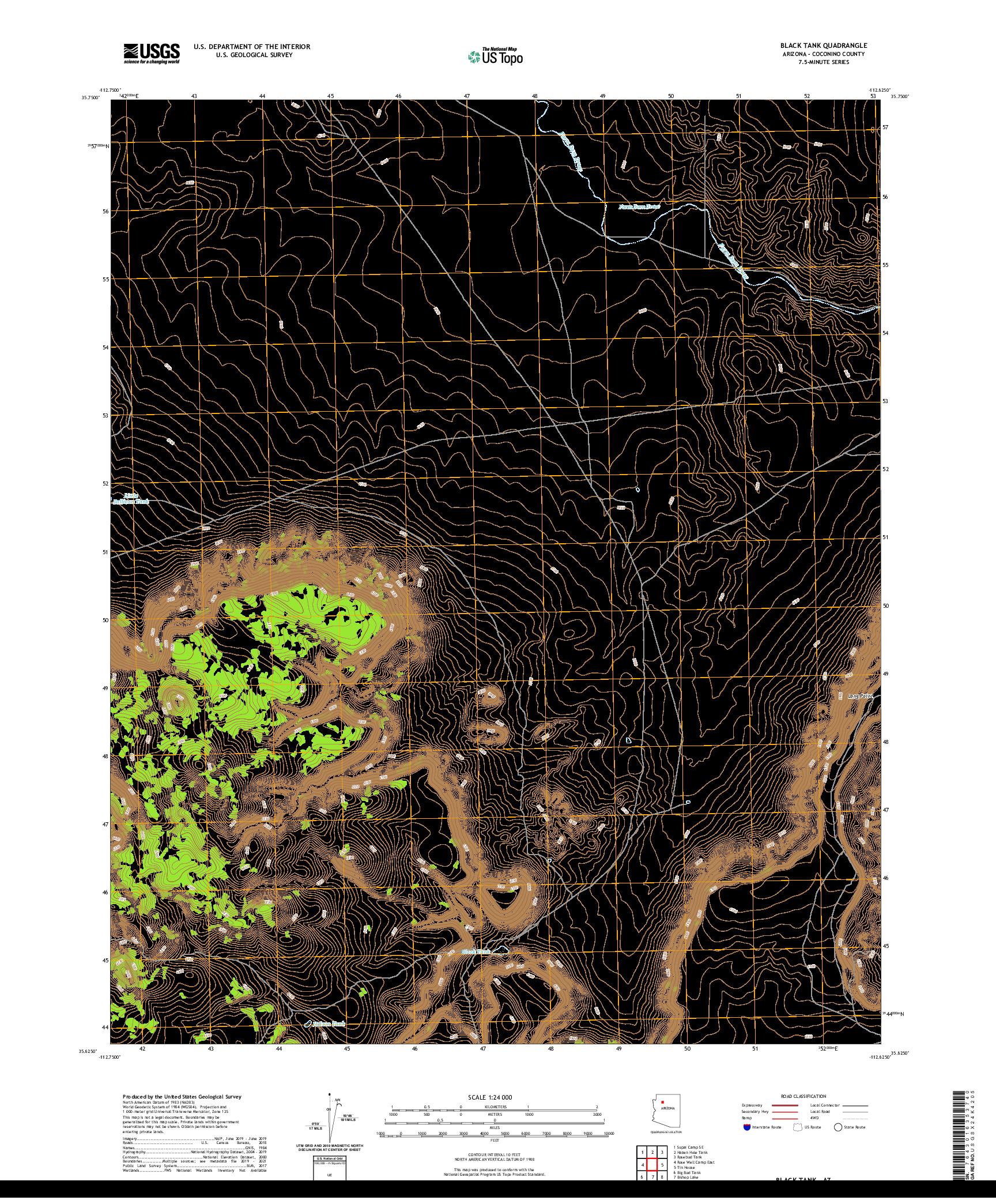 US TOPO 7.5-MINUTE MAP FOR BLACK TANK, AZ