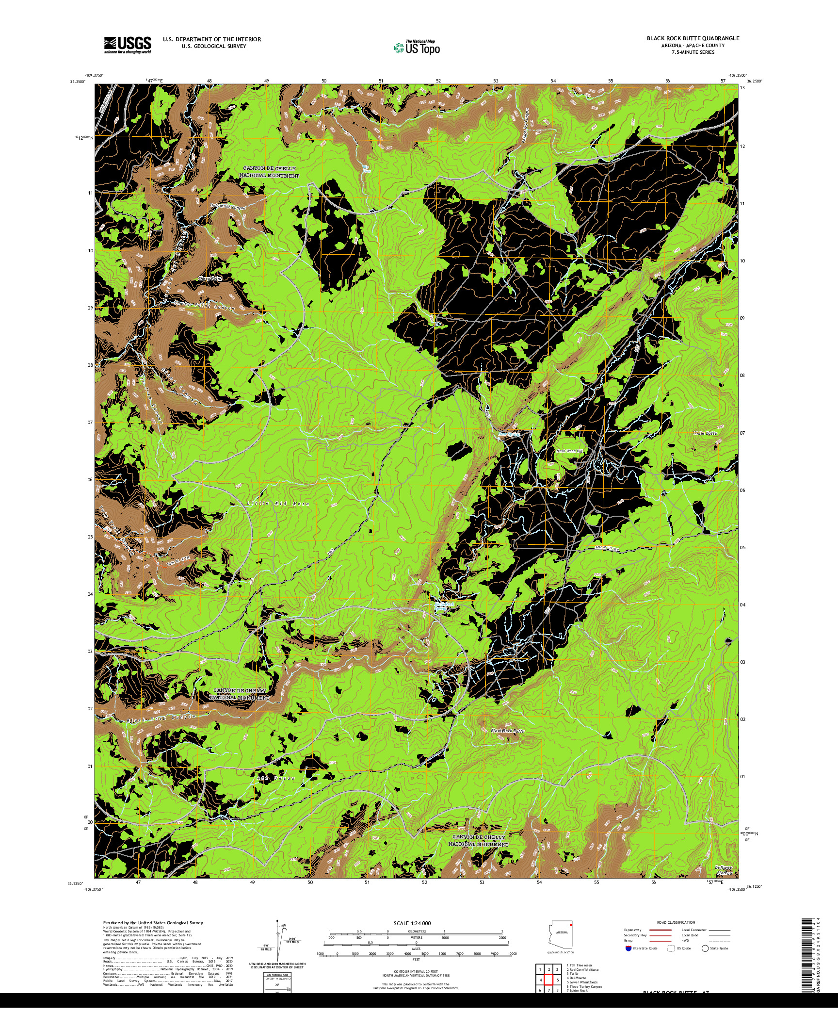 US TOPO 7.5-MINUTE MAP FOR BLACK ROCK BUTTE, AZ