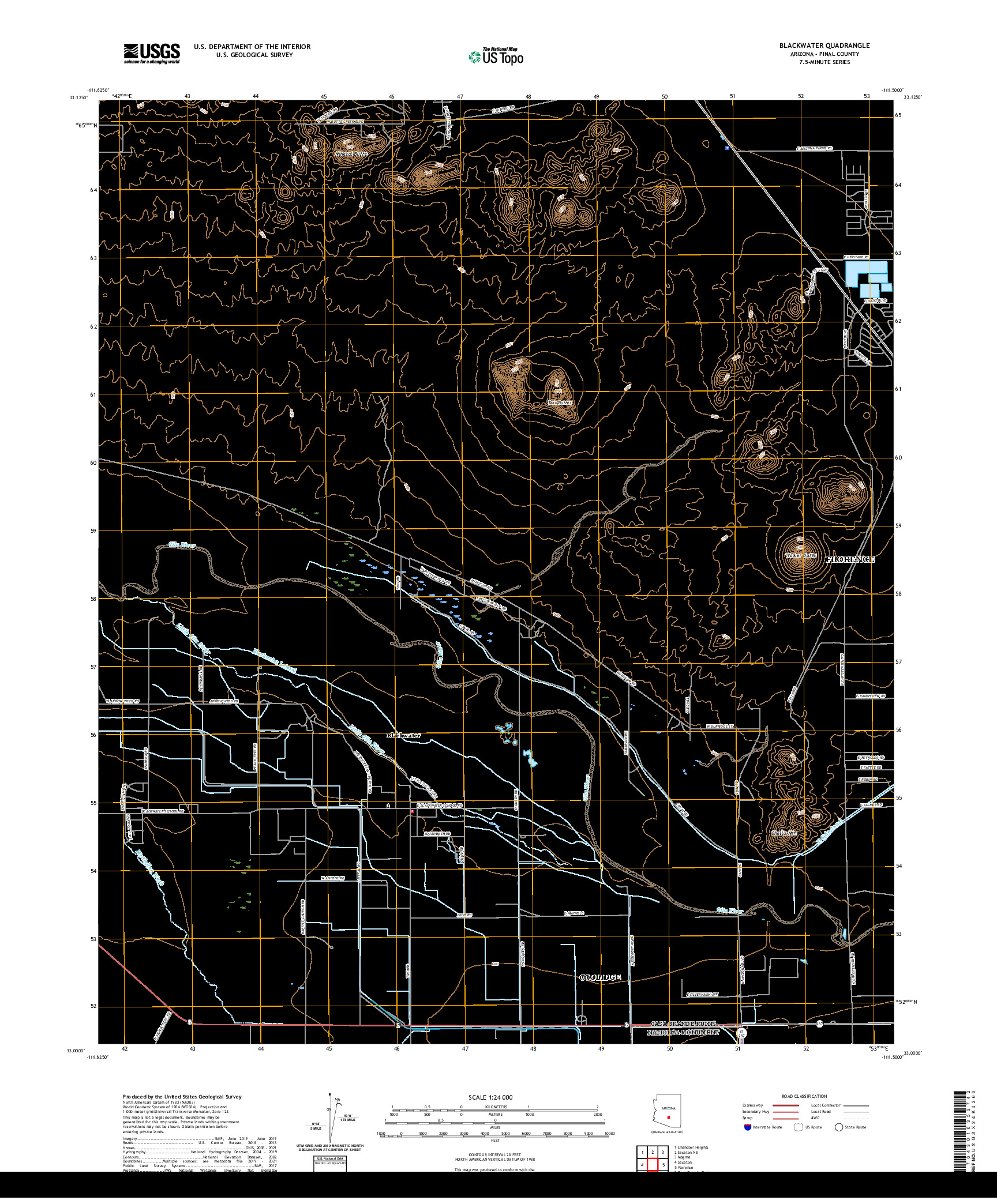 US TOPO 7.5-MINUTE MAP FOR BLACKWATER, AZ