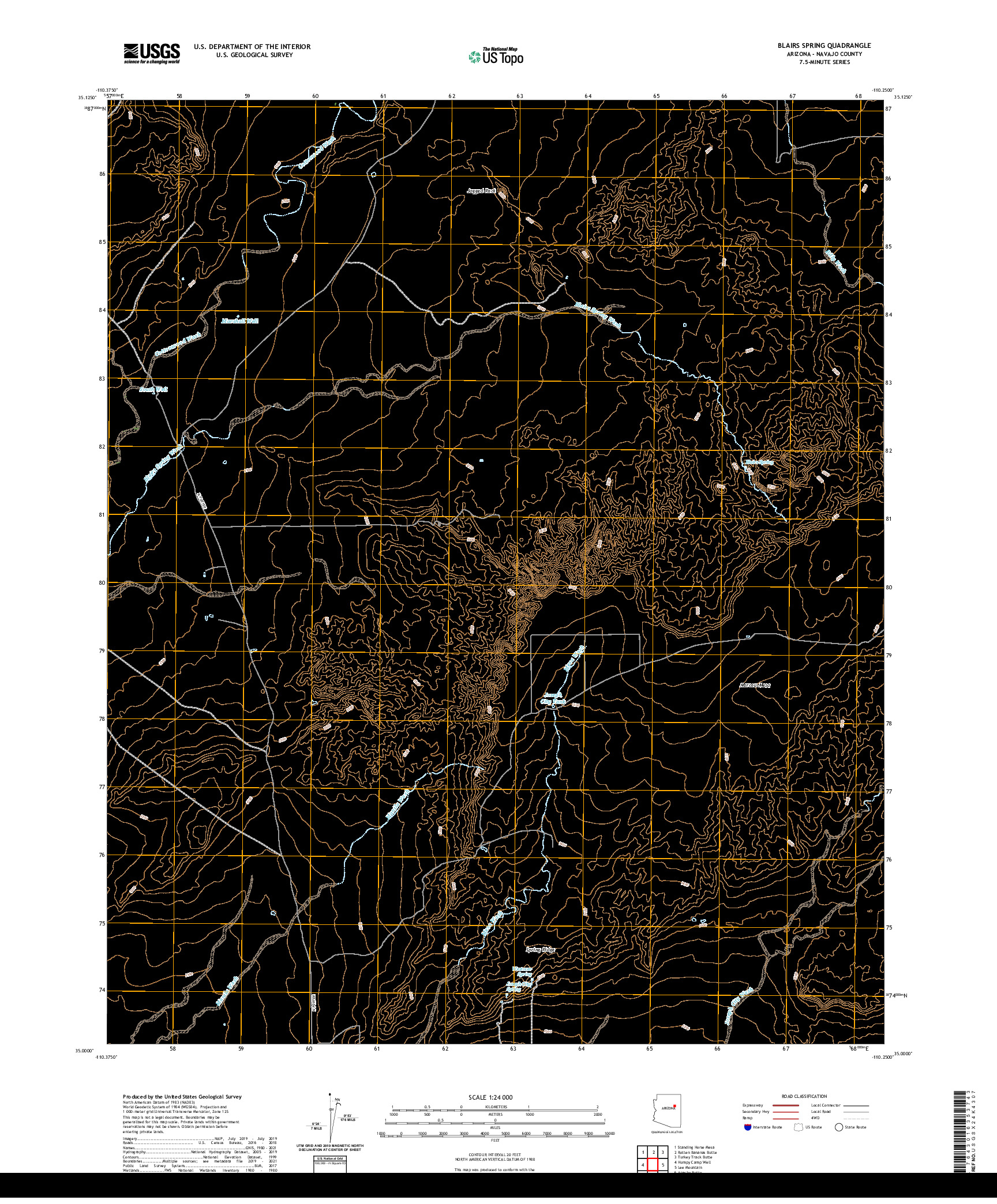 US TOPO 7.5-MINUTE MAP FOR BLAIRS SPRING, AZ