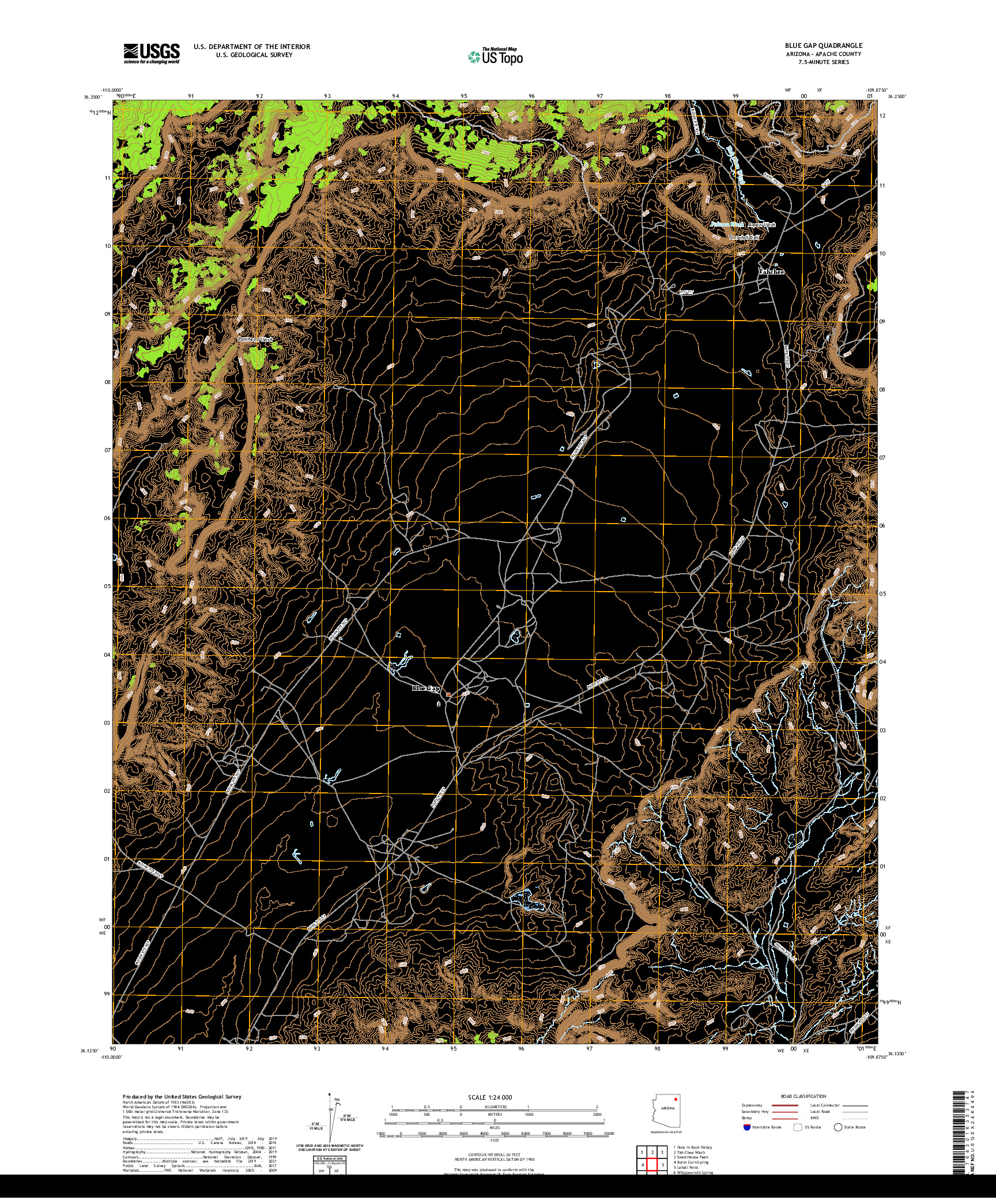 US TOPO 7.5-MINUTE MAP FOR BLUE GAP, AZ