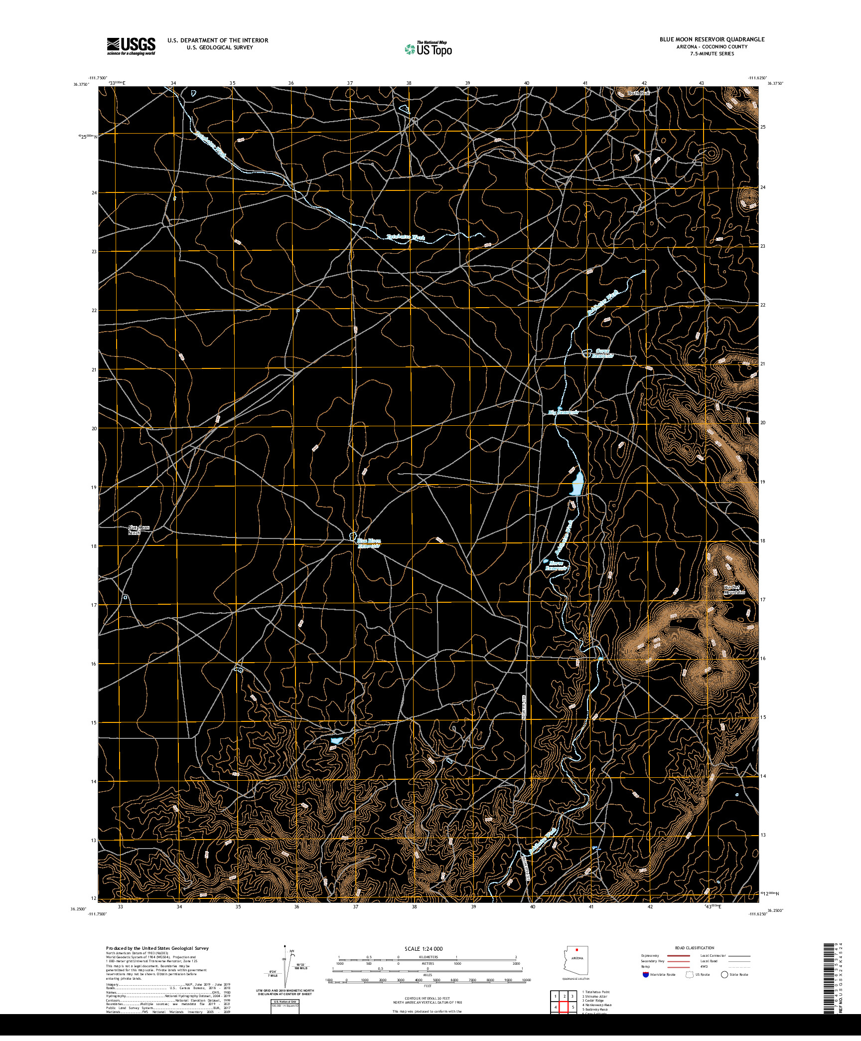US TOPO 7.5-MINUTE MAP FOR BLUE MOON RESERVOIR, AZ