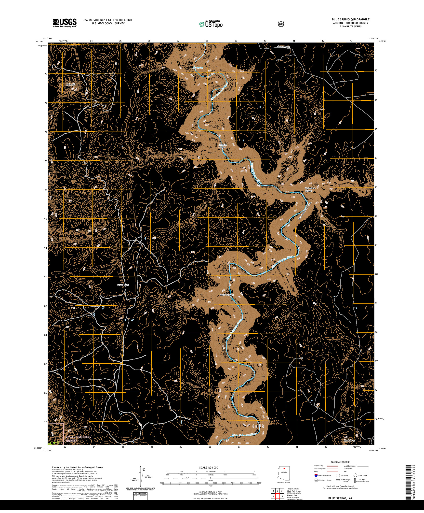 US TOPO 7.5-MINUTE MAP FOR BLUE SPRING, AZ