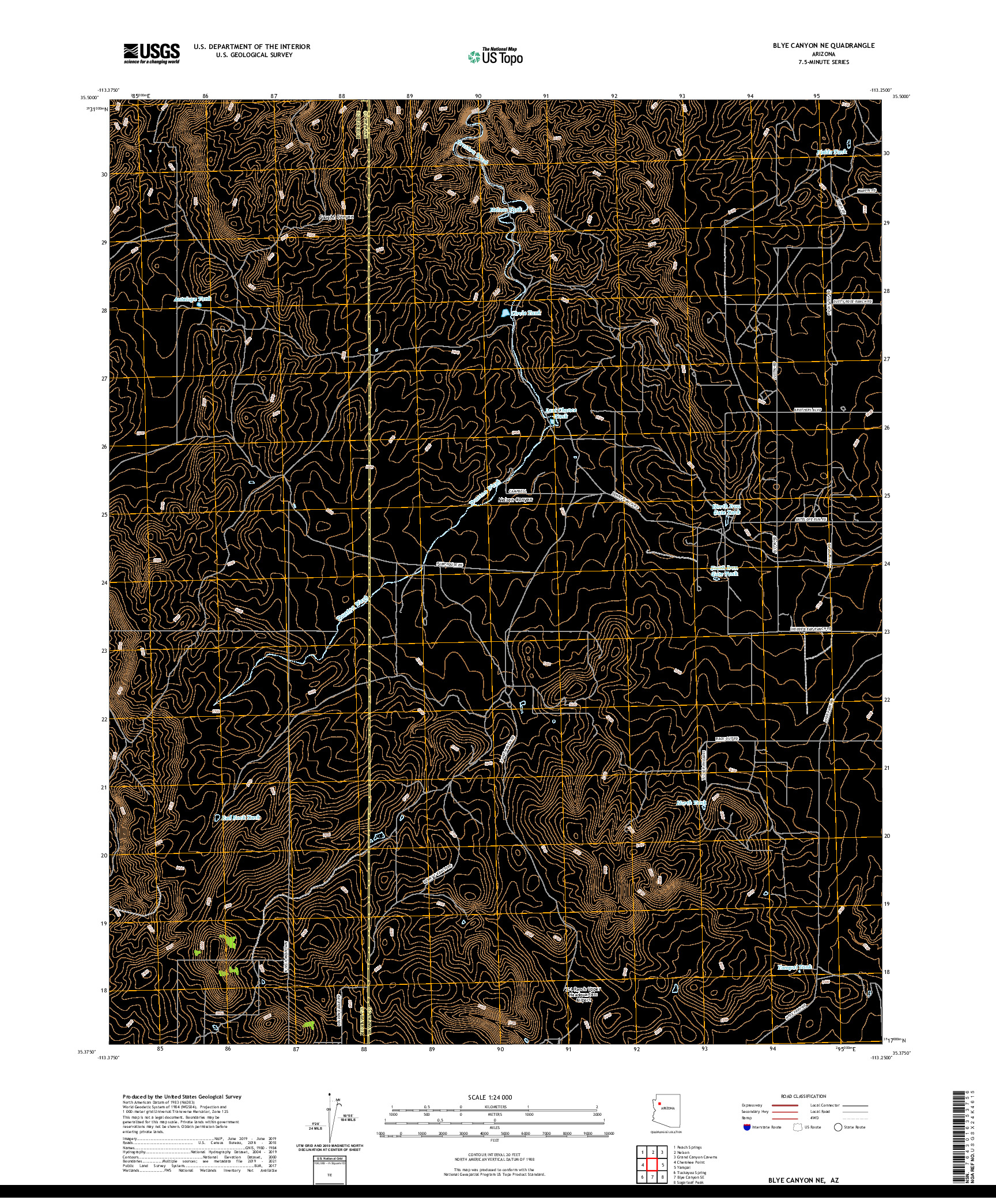 US TOPO 7.5-MINUTE MAP FOR BLYE CANYON NE, AZ