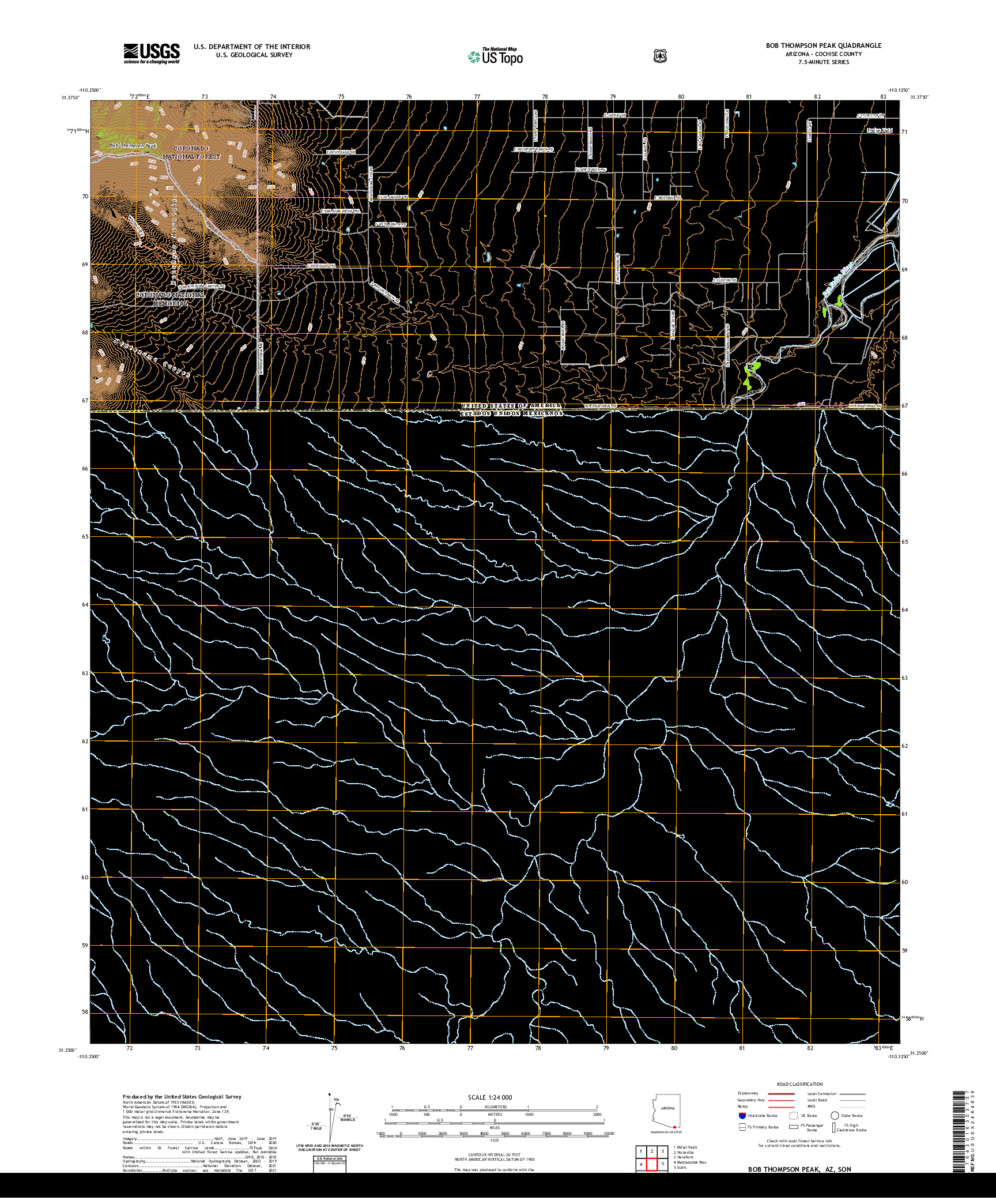 US TOPO 7.5-MINUTE MAP FOR BOB THOMPSON PEAK, AZ,SON