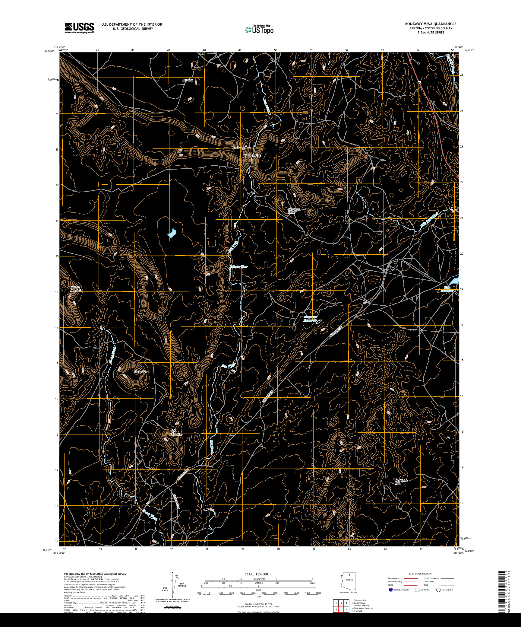 US TOPO 7.5-MINUTE MAP FOR BODAWAY MESA, AZ