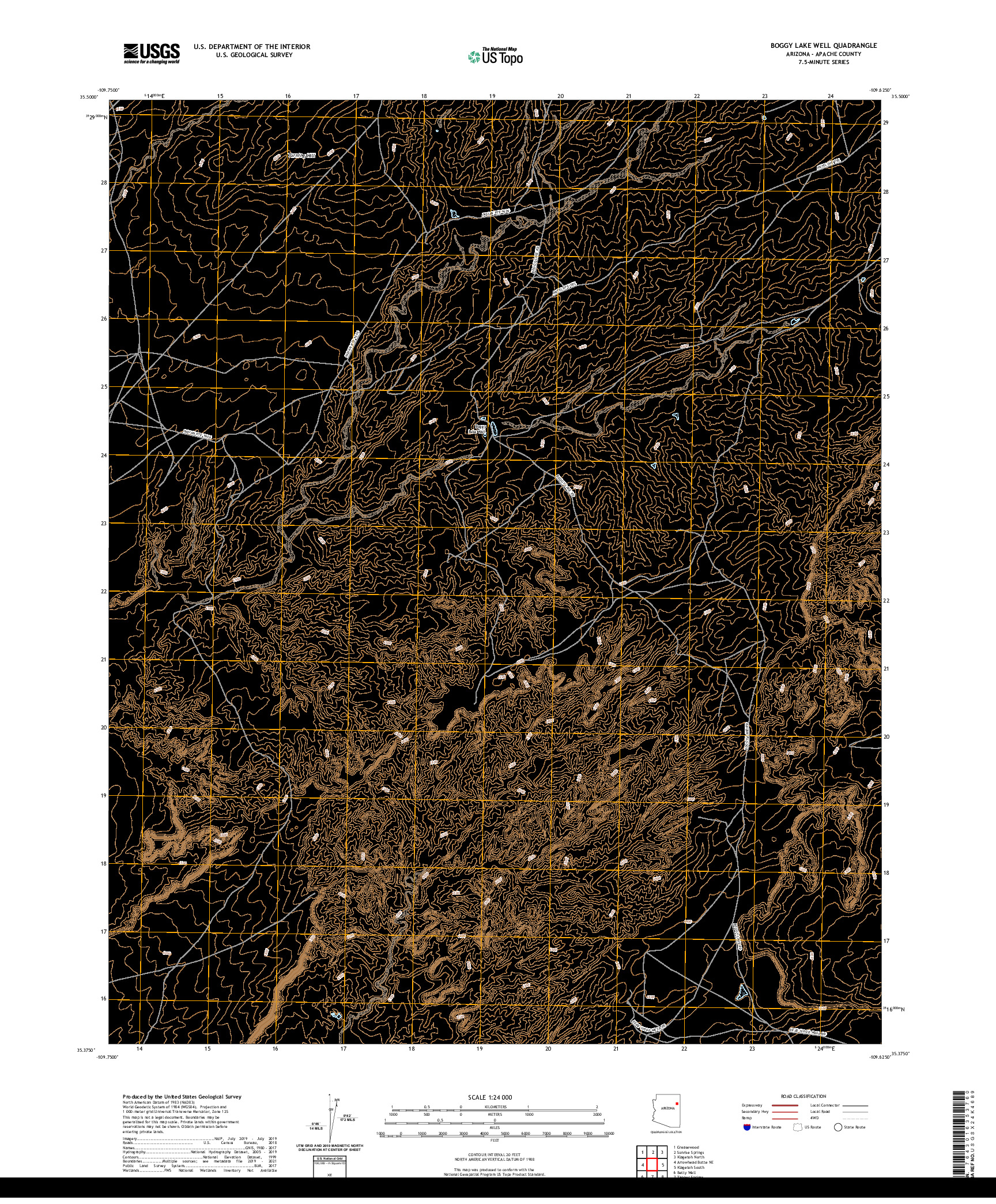 US TOPO 7.5-MINUTE MAP FOR BOGGY LAKE WELL, AZ