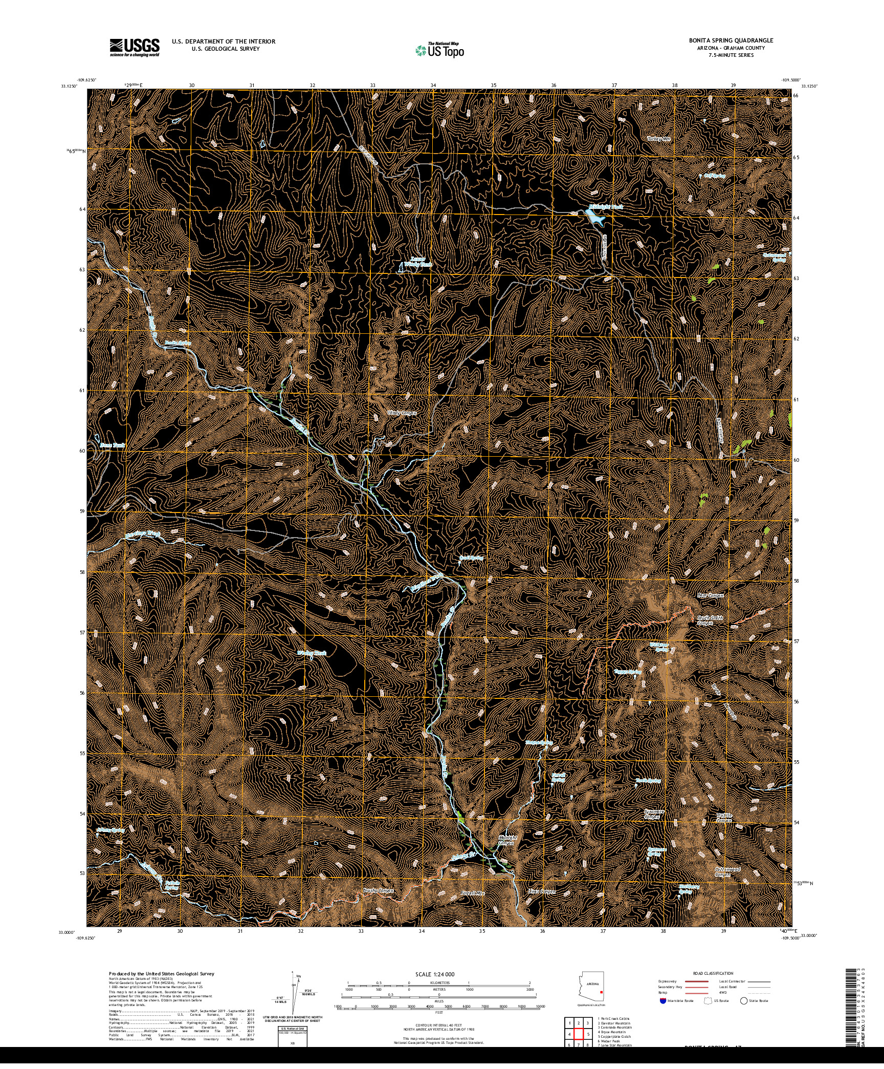 US TOPO 7.5-MINUTE MAP FOR BONITA SPRING, AZ