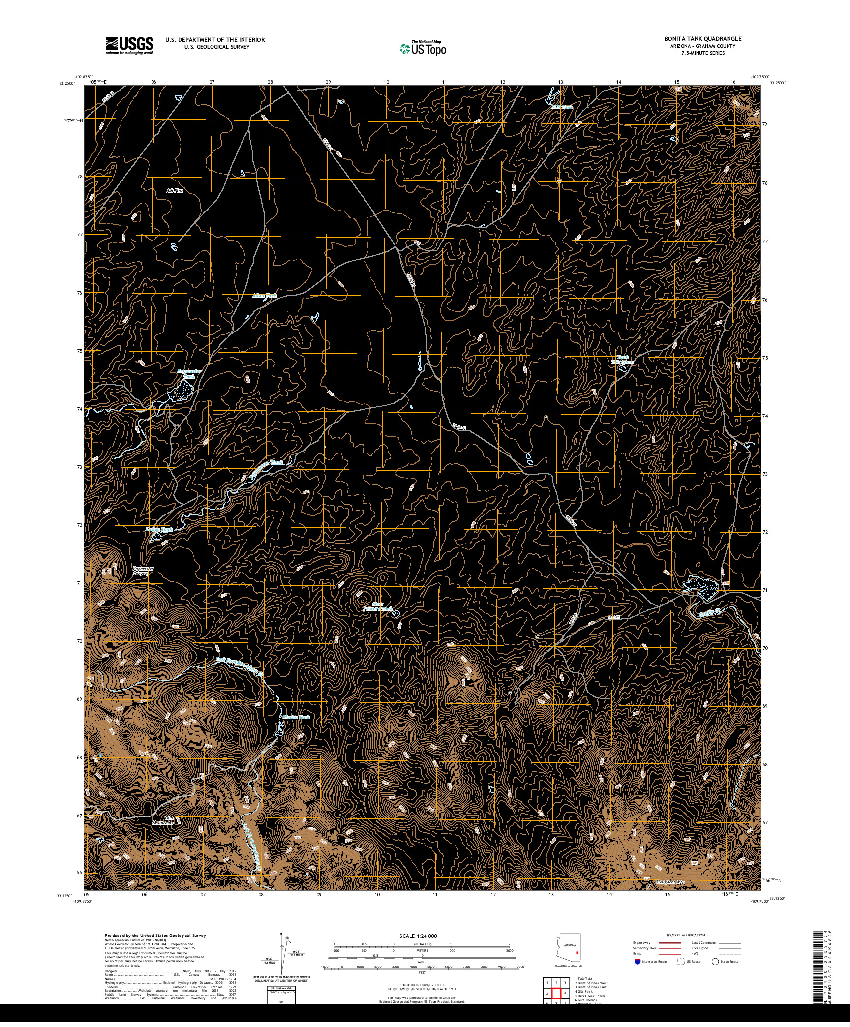 US TOPO 7.5-MINUTE MAP FOR BONITA TANK, AZ