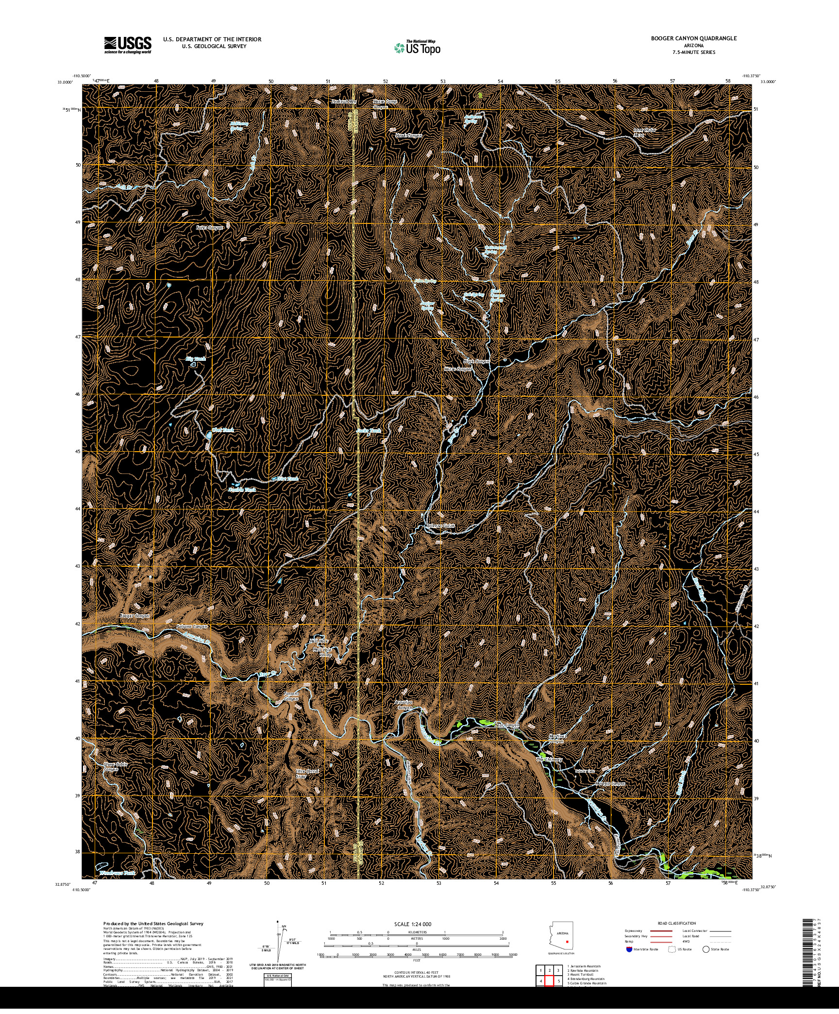 US TOPO 7.5-MINUTE MAP FOR BOOGER CANYON, AZ