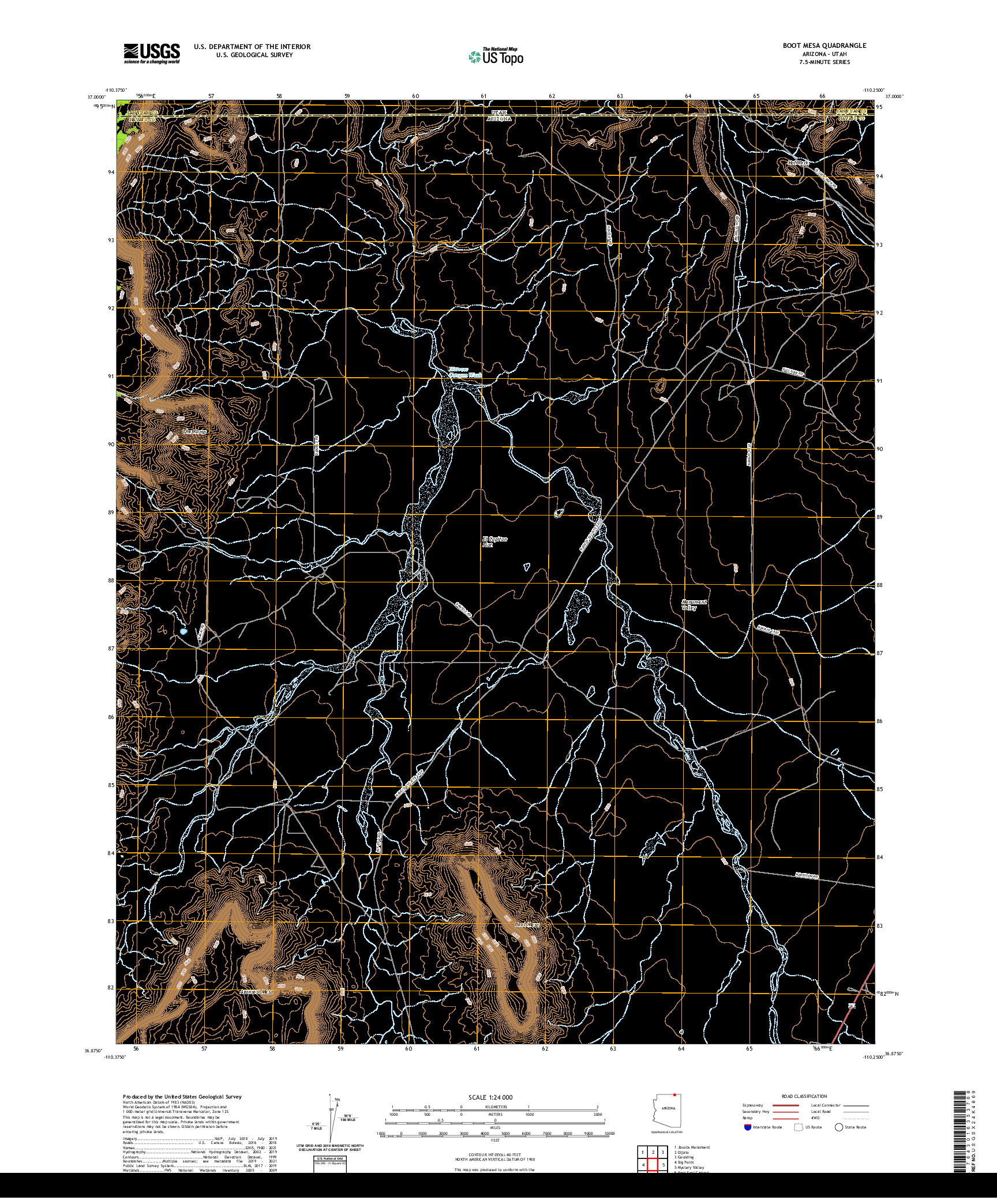 US TOPO 7.5-MINUTE MAP FOR BOOT MESA, AZ,UT