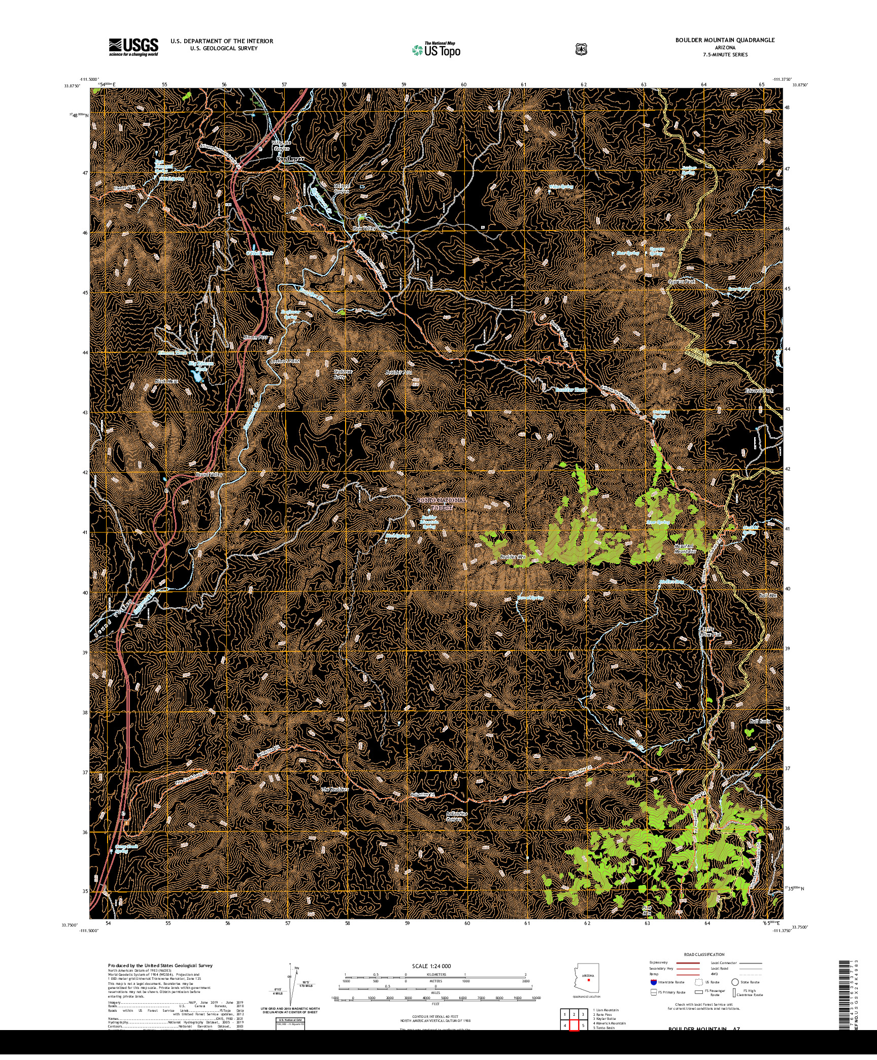 US TOPO 7.5-MINUTE MAP FOR BOULDER MOUNTAIN, AZ