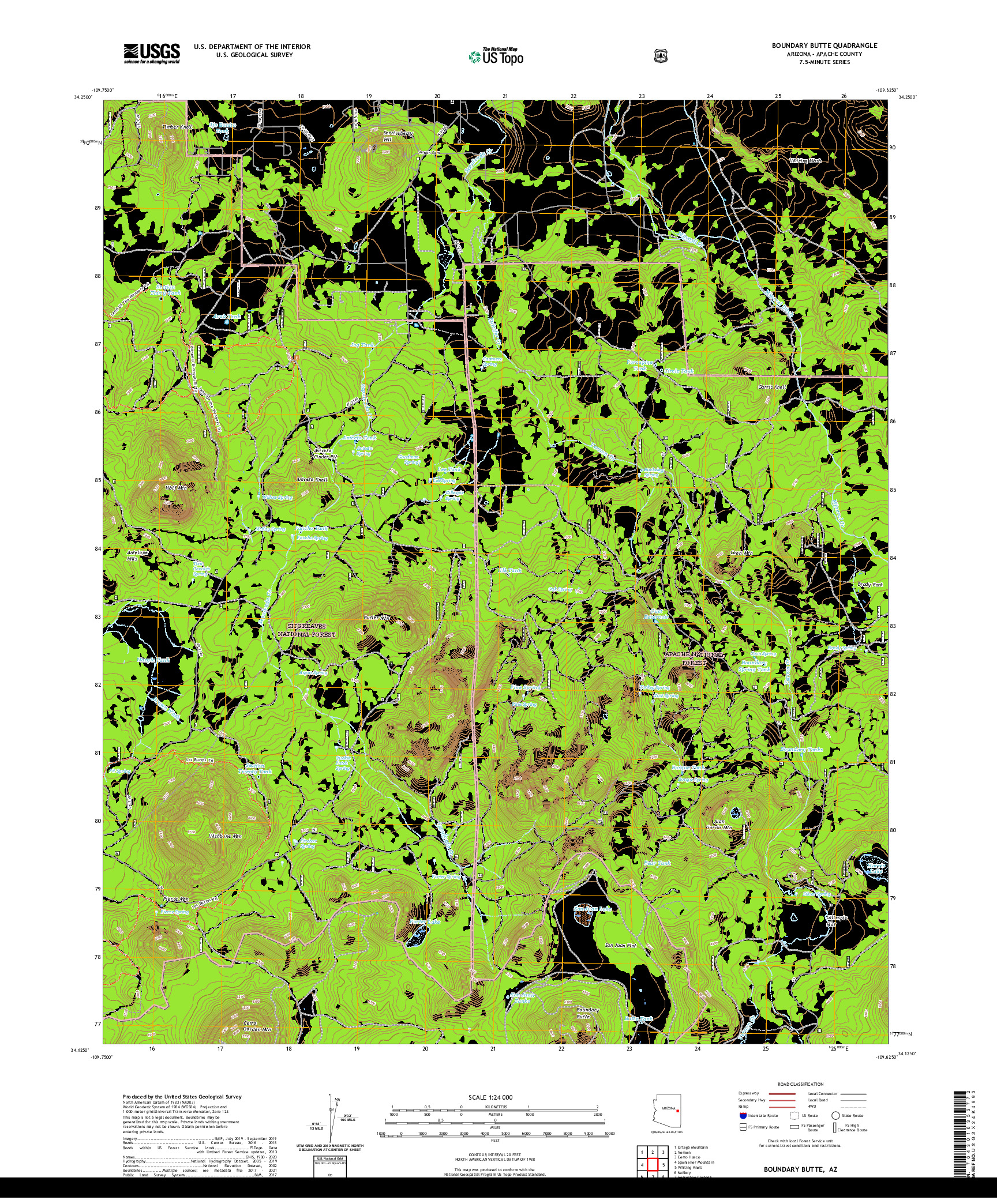 US TOPO 7.5-MINUTE MAP FOR BOUNDARY BUTTE, AZ