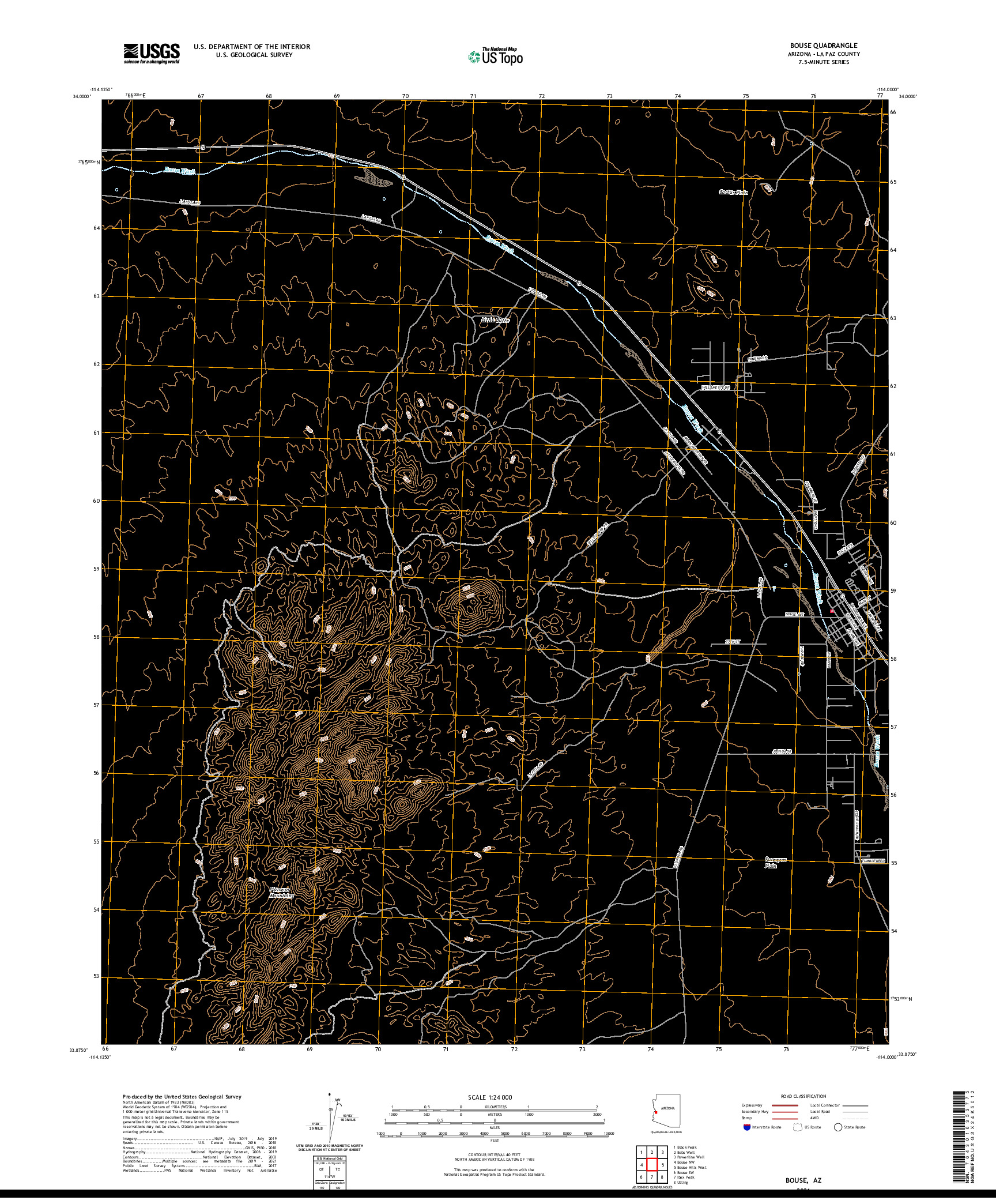 USGS US TOPO 7.5-MINUTE MAP FOR BOUSE, AZ 2021