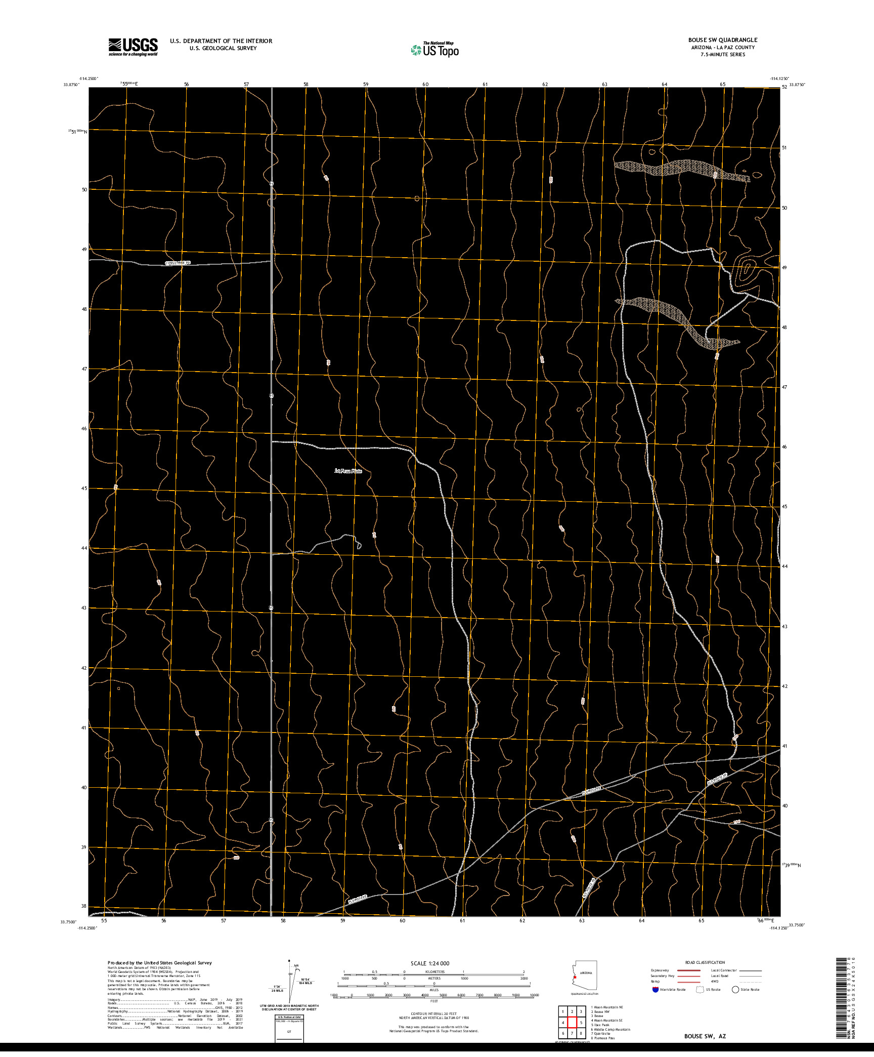 USGS US TOPO 7.5-MINUTE MAP FOR BOUSE SW, AZ 2021