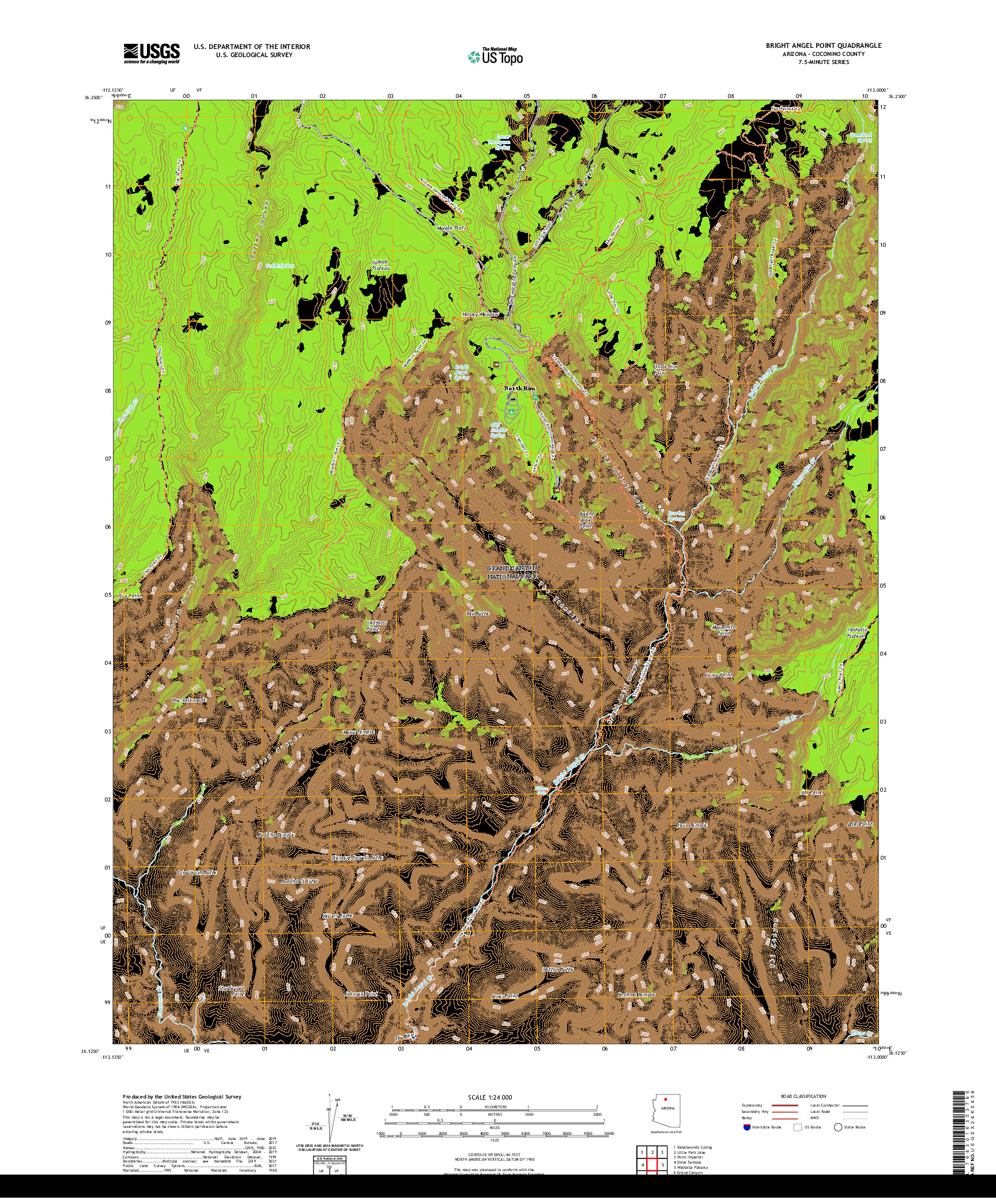 US TOPO 7.5-MINUTE MAP FOR BRIGHT ANGEL POINT, AZ