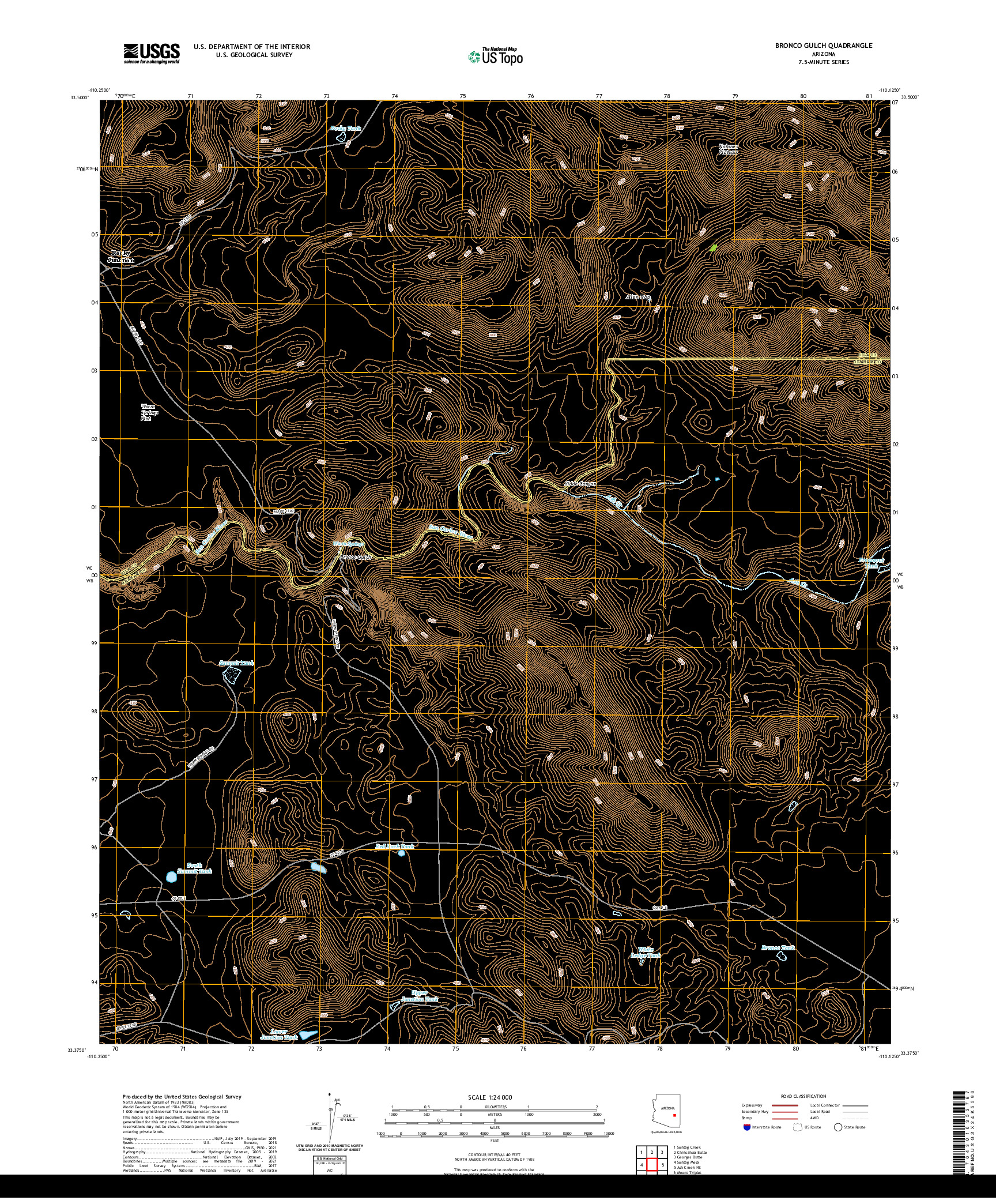 US TOPO 7.5-MINUTE MAP FOR BRONCO GULCH, AZ