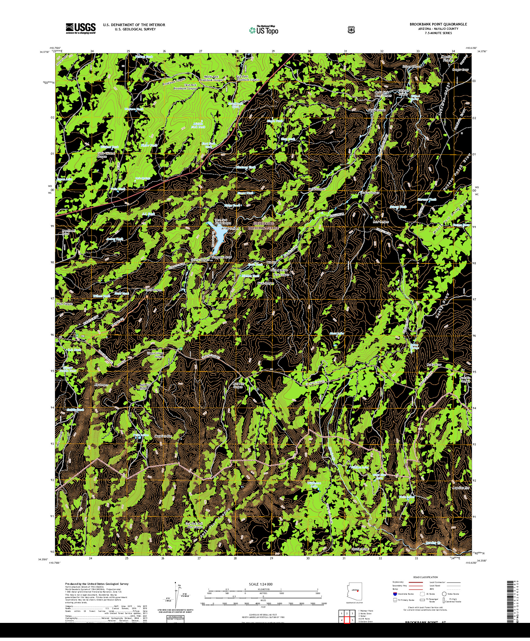 US TOPO 7.5-MINUTE MAP FOR BROOKBANK POINT, AZ