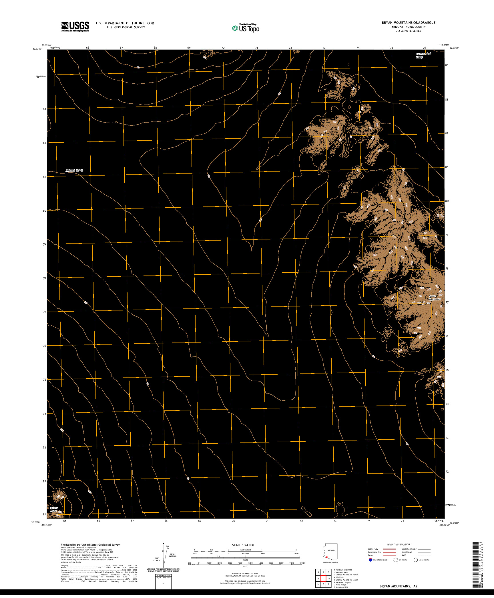 US TOPO 7.5-MINUTE MAP FOR BRYAN MOUNTAINS, AZ