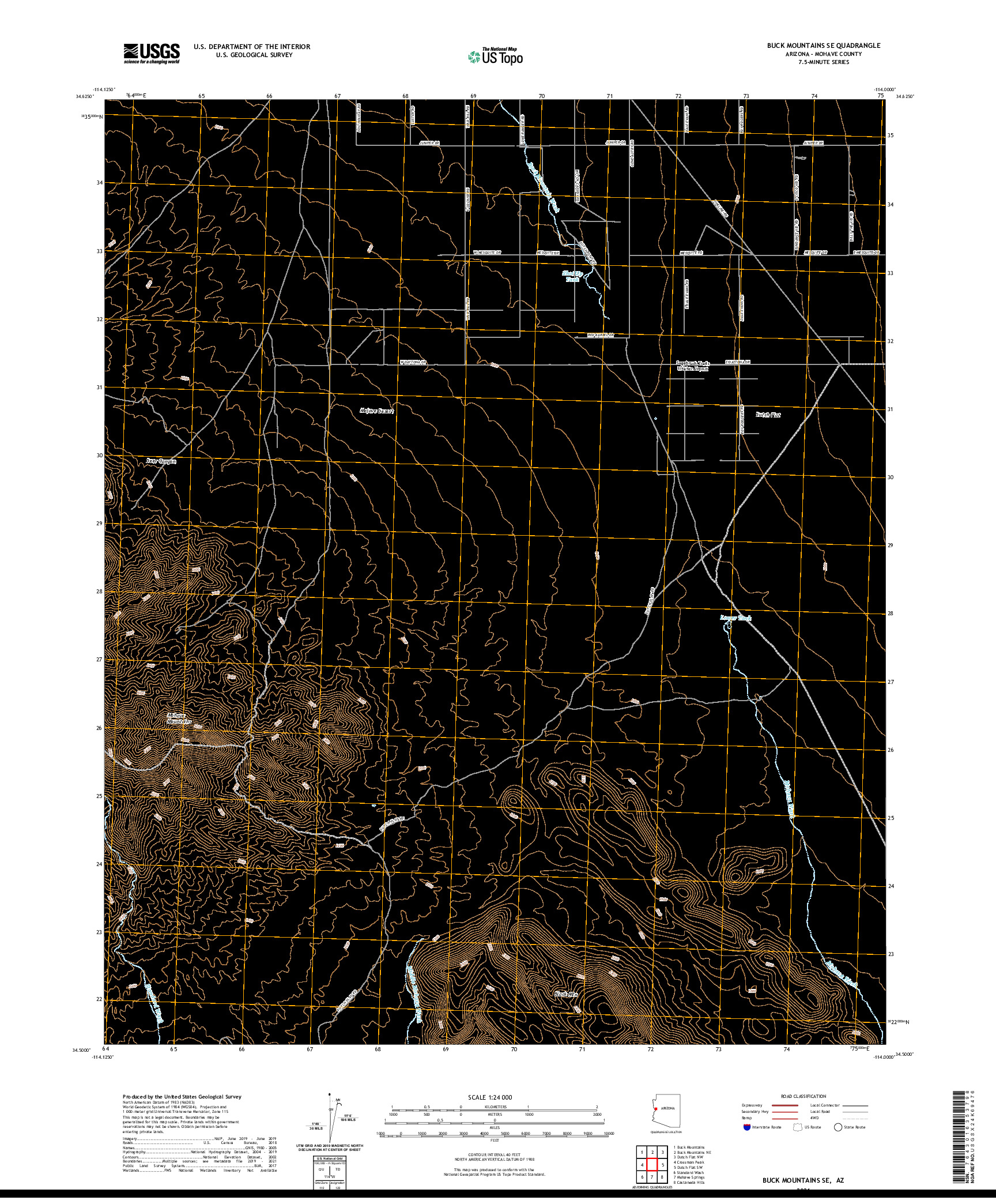 US TOPO 7.5-MINUTE MAP FOR BUCK MOUNTAINS SE, AZ