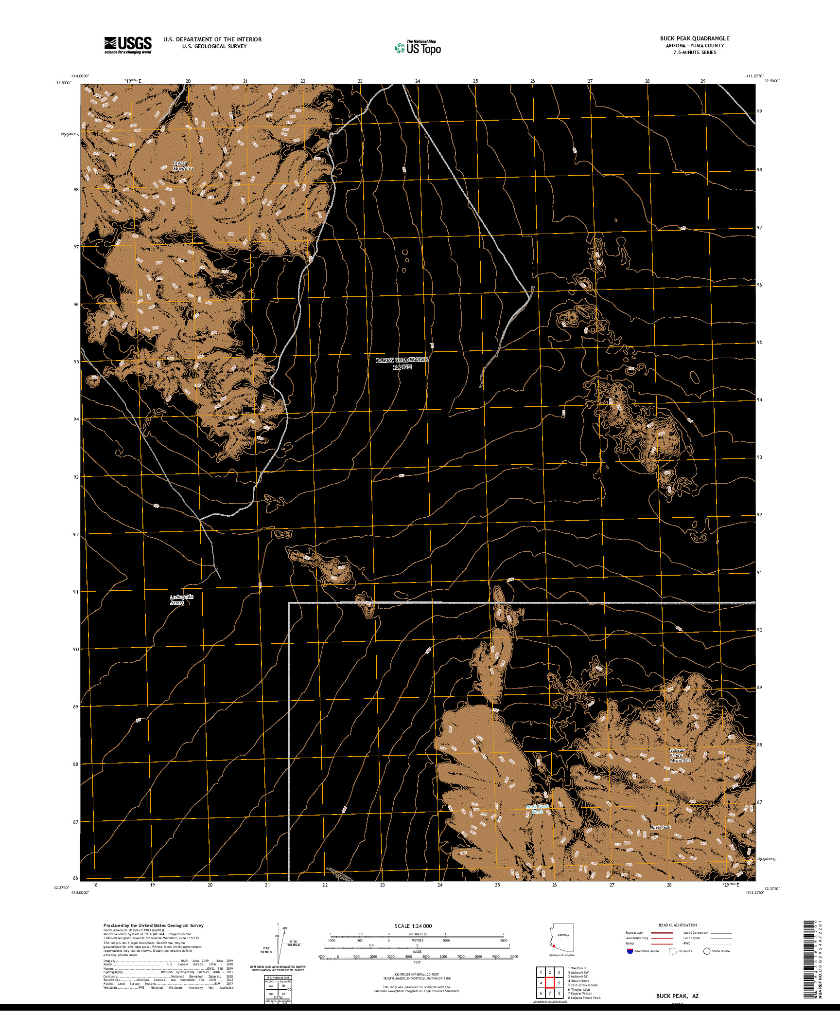 USGS US TOPO 7.5-MINUTE MAP FOR BUCK PEAK, AZ 2021