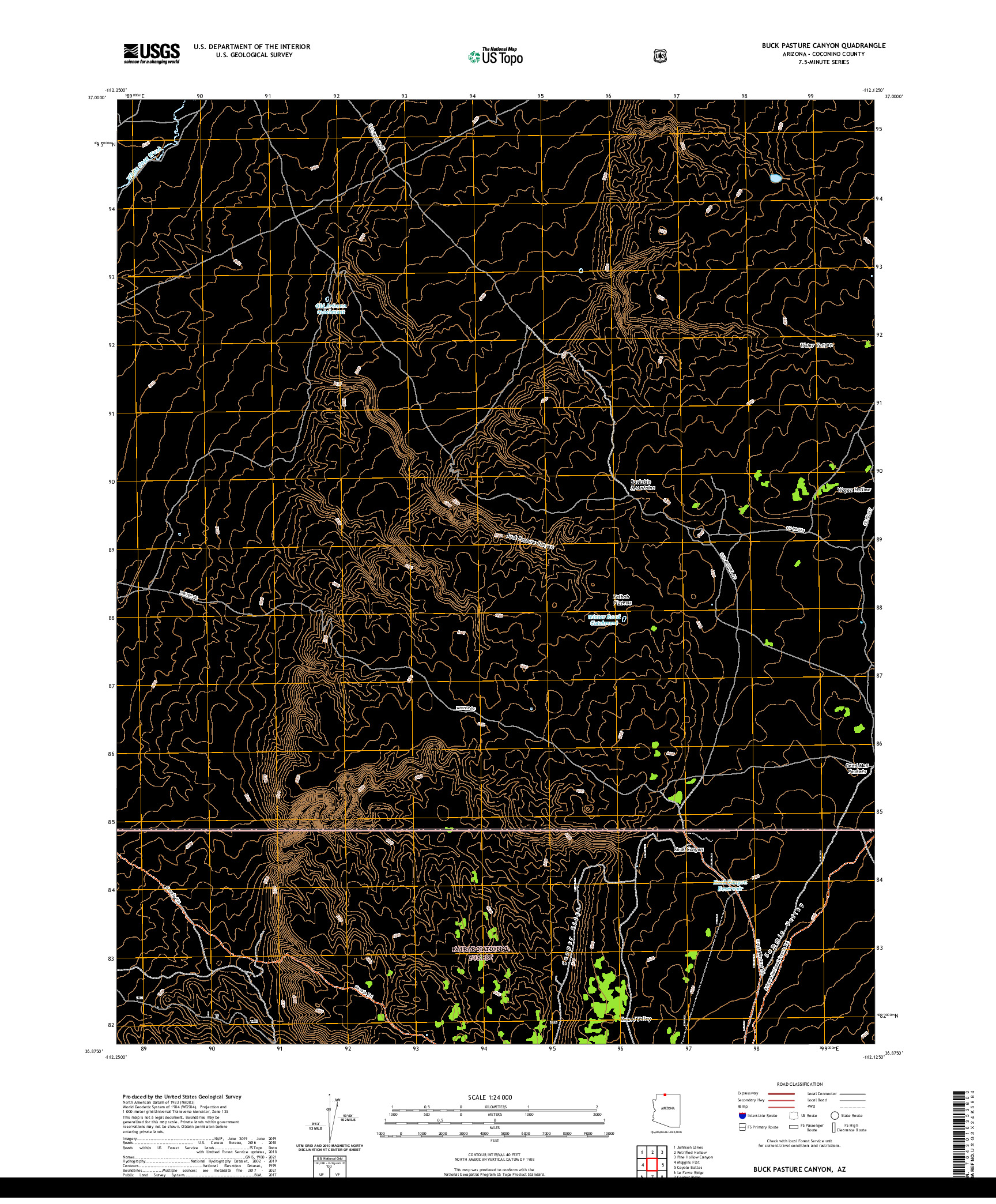 US TOPO 7.5-MINUTE MAP FOR BUCK PASTURE CANYON, AZ