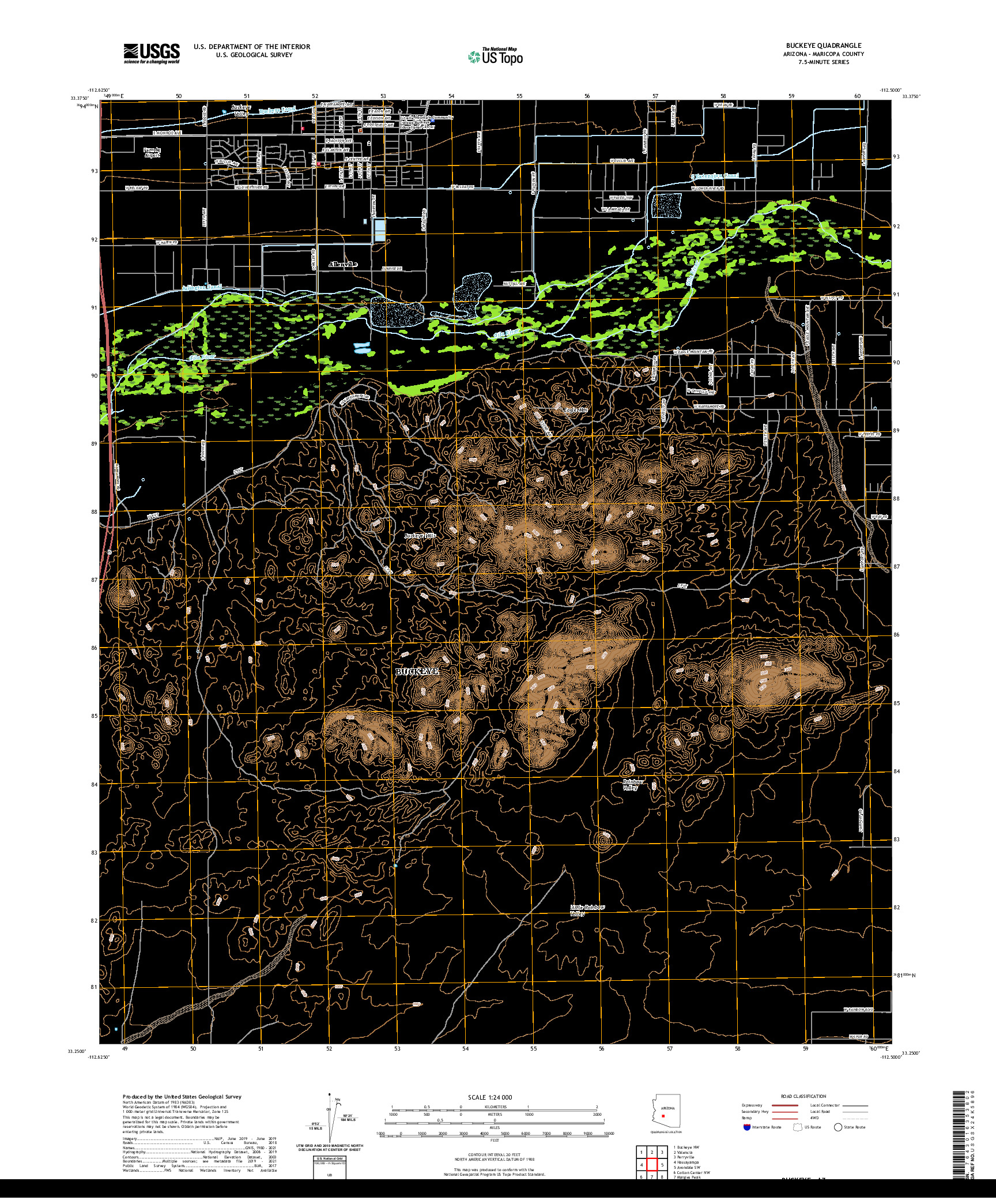 US TOPO 7.5-MINUTE MAP FOR BUCKEYE, AZ