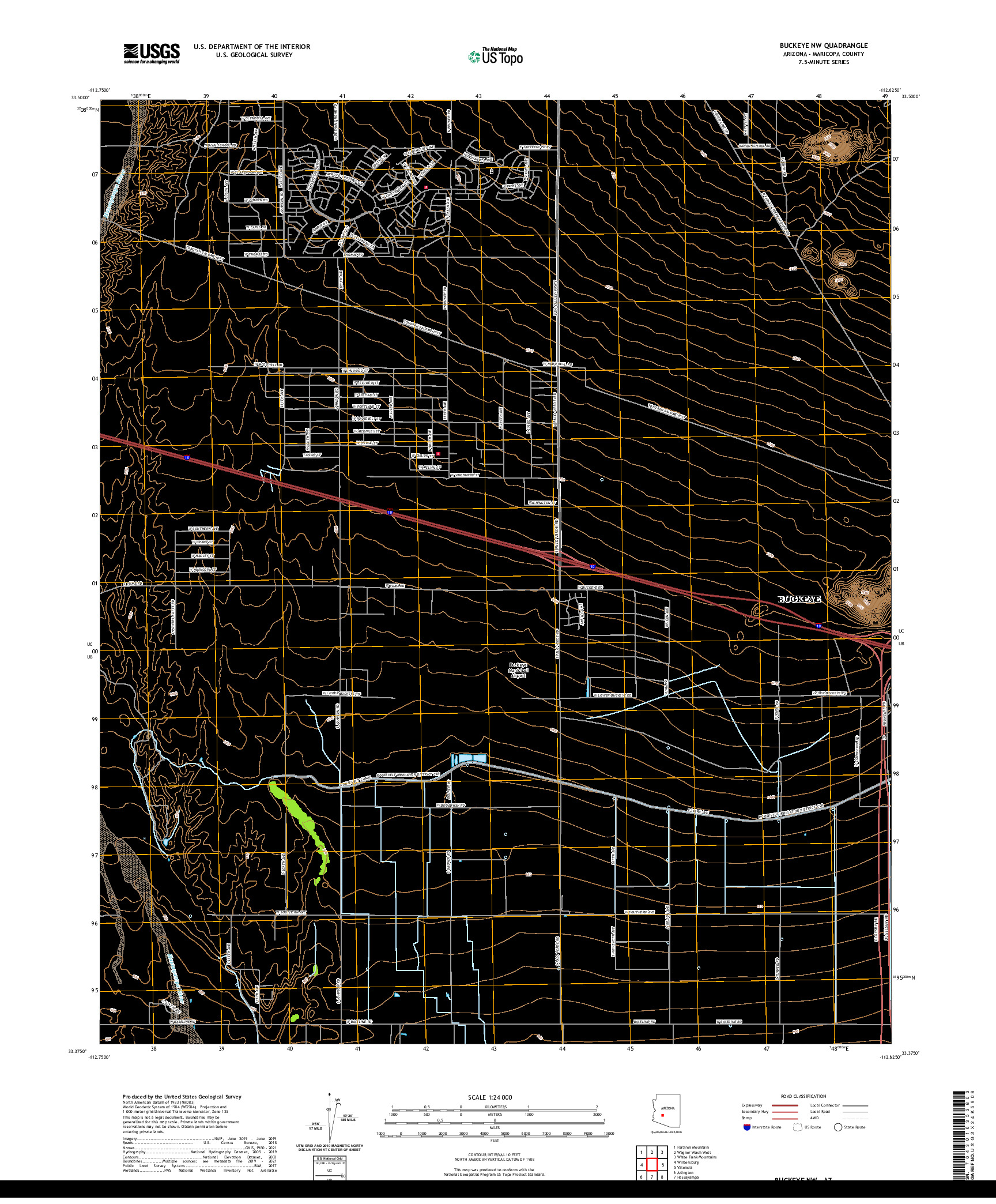 US TOPO 7.5-MINUTE MAP FOR BUCKEYE NW, AZ