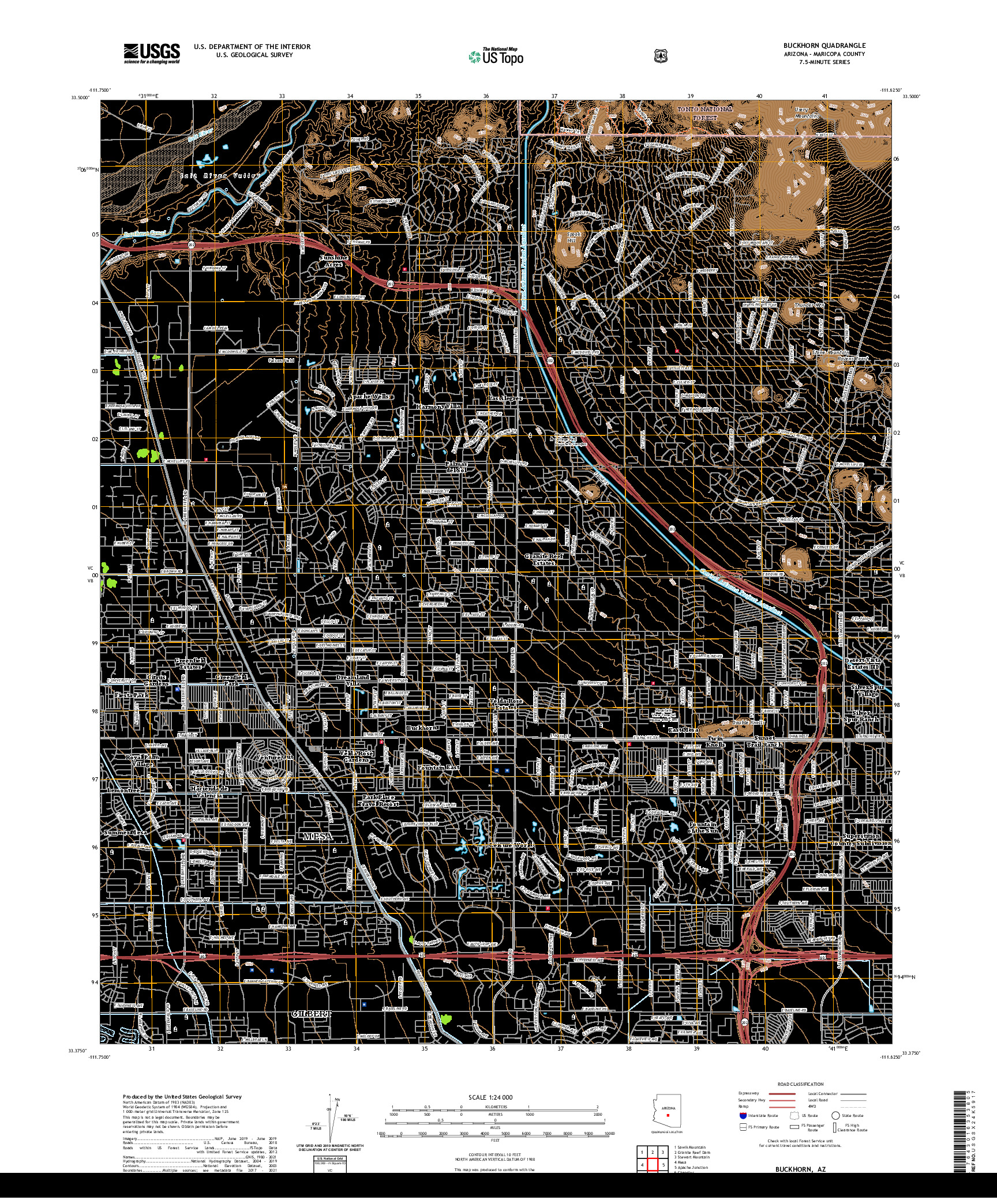 US TOPO 7.5-MINUTE MAP FOR BUCKHORN, AZ