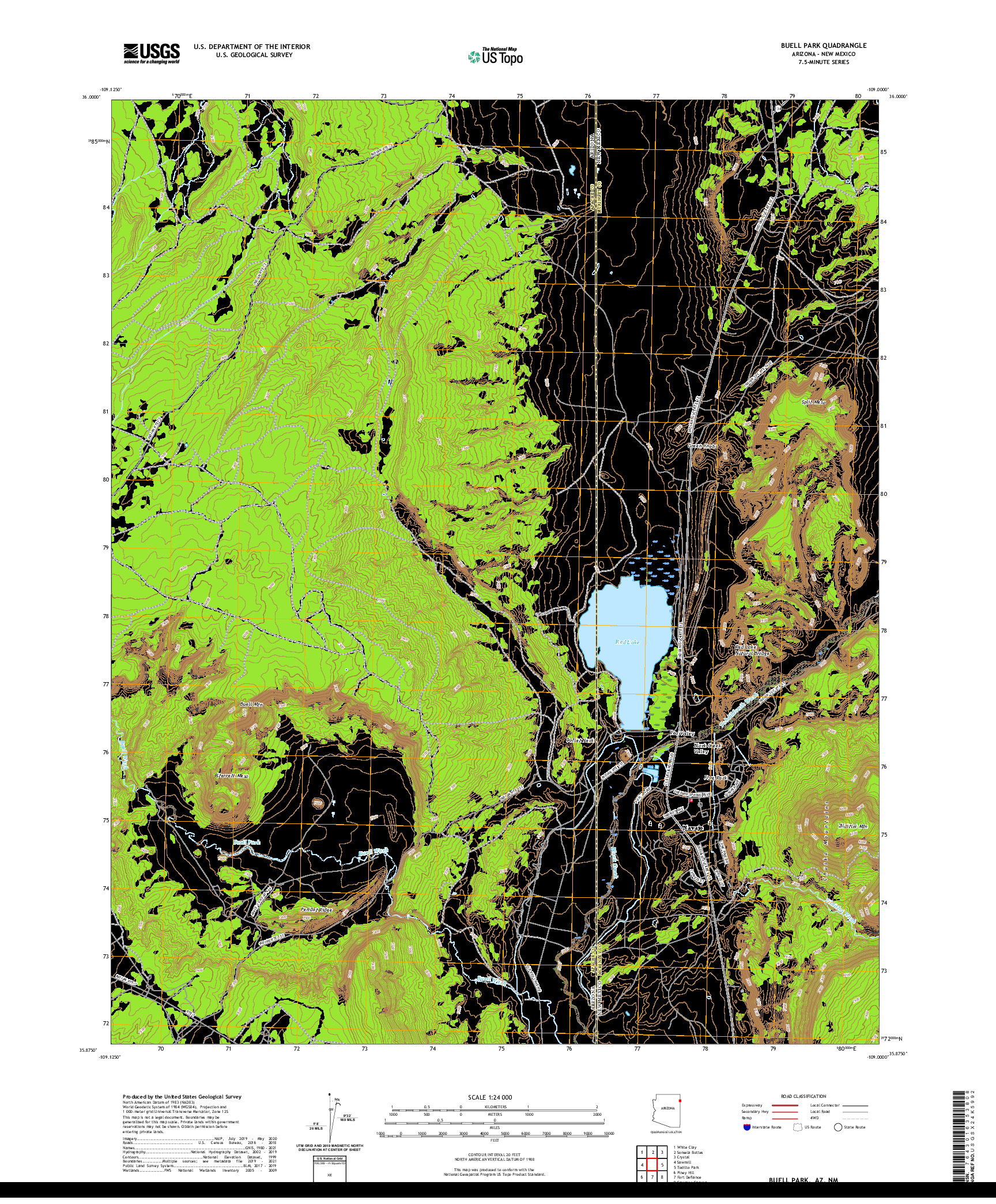 US TOPO 7.5-MINUTE MAP FOR BUELL PARK, AZ,NM