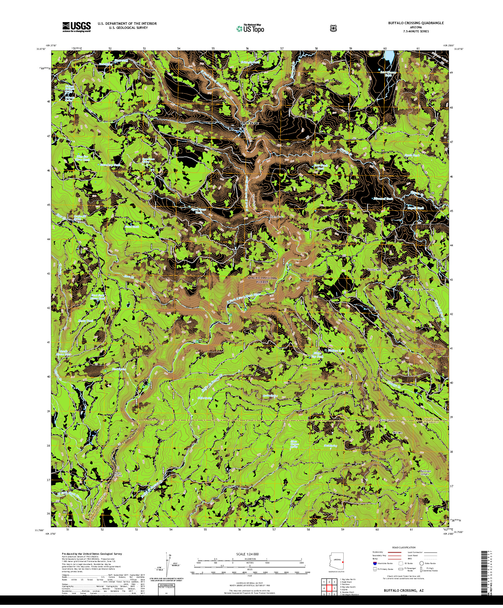 US TOPO 7.5-MINUTE MAP FOR BUFFALO CROSSING, AZ