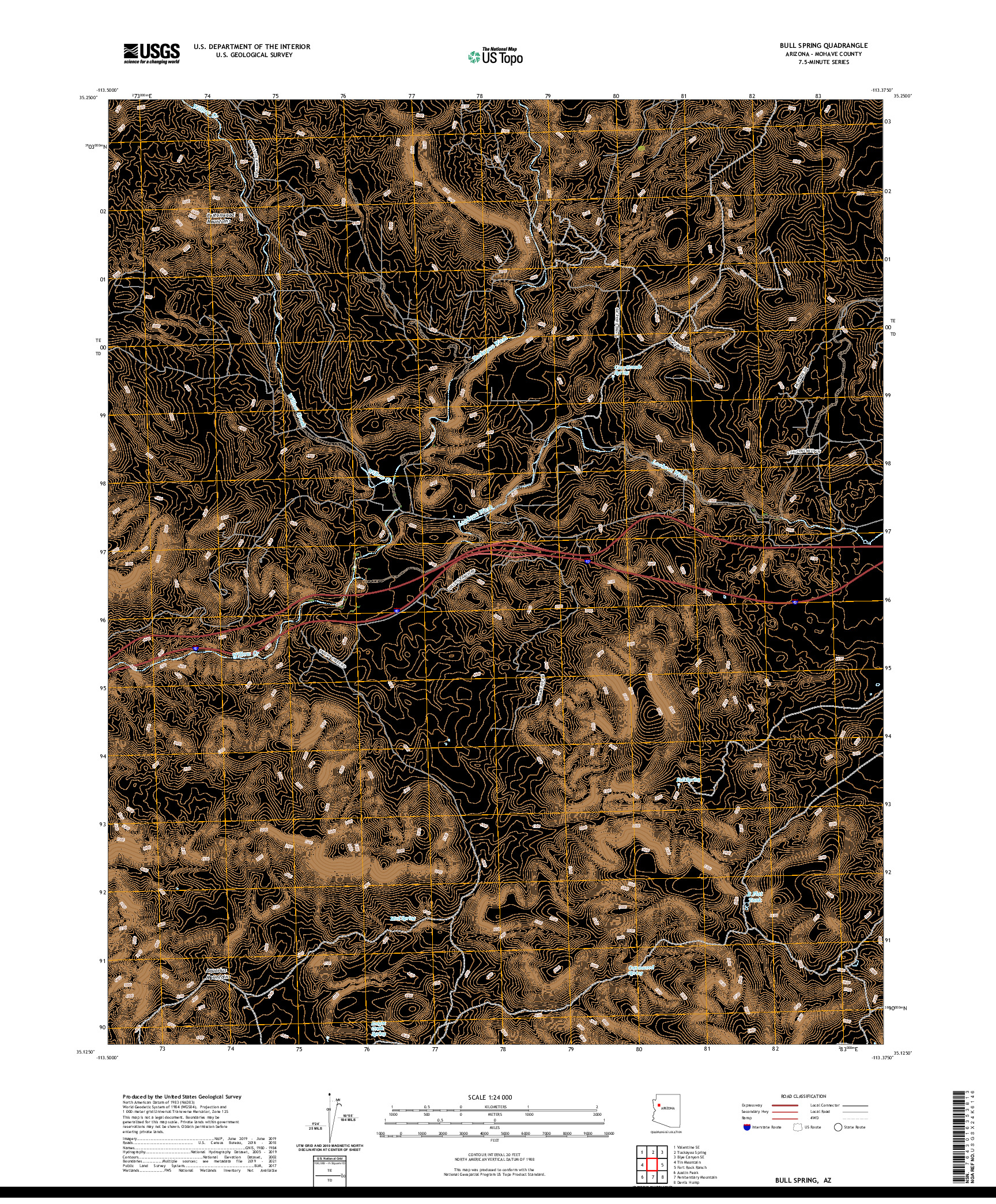 US TOPO 7.5-MINUTE MAP FOR BULL SPRING, AZ