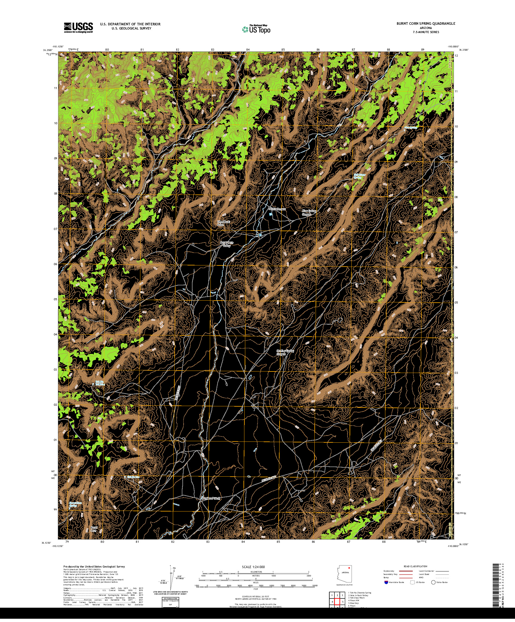 US TOPO 7.5-MINUTE MAP FOR BURNT CORN SPRING, AZ