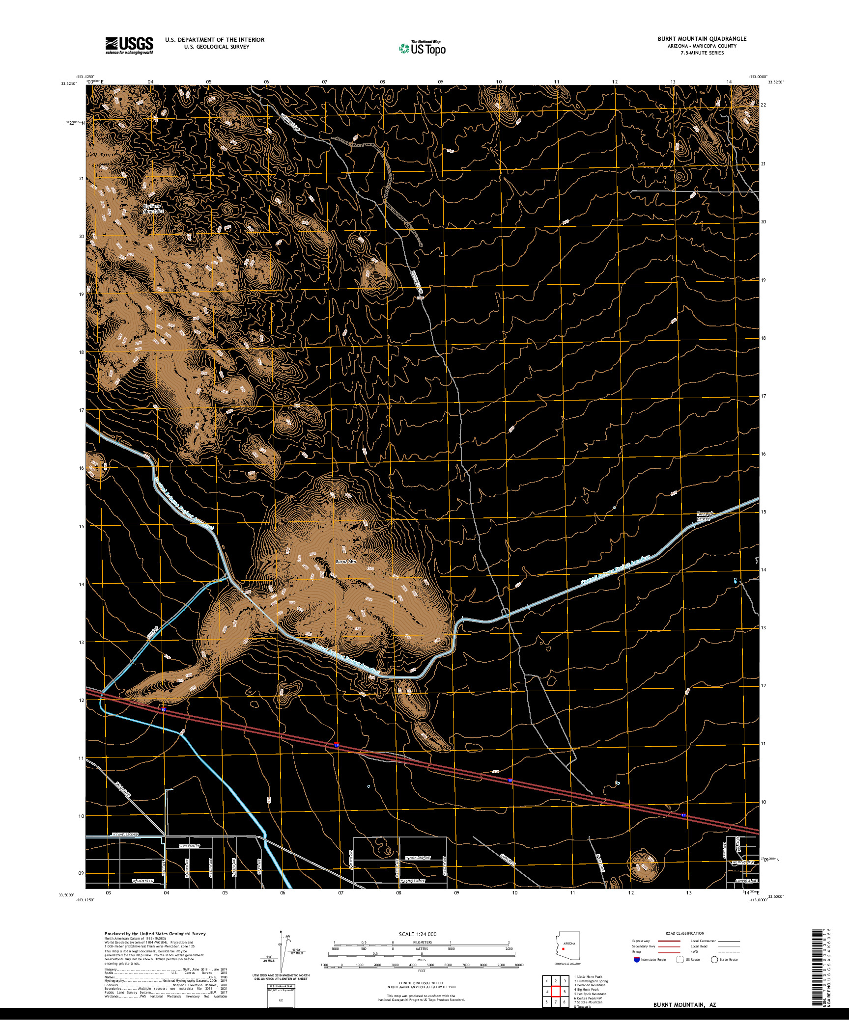 US TOPO 7.5-MINUTE MAP FOR BURNT MOUNTAIN, AZ