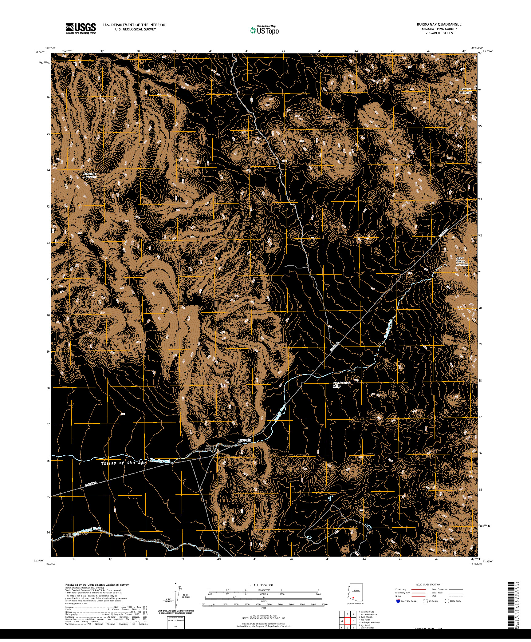 US TOPO 7.5-MINUTE MAP FOR BURRO GAP, AZ