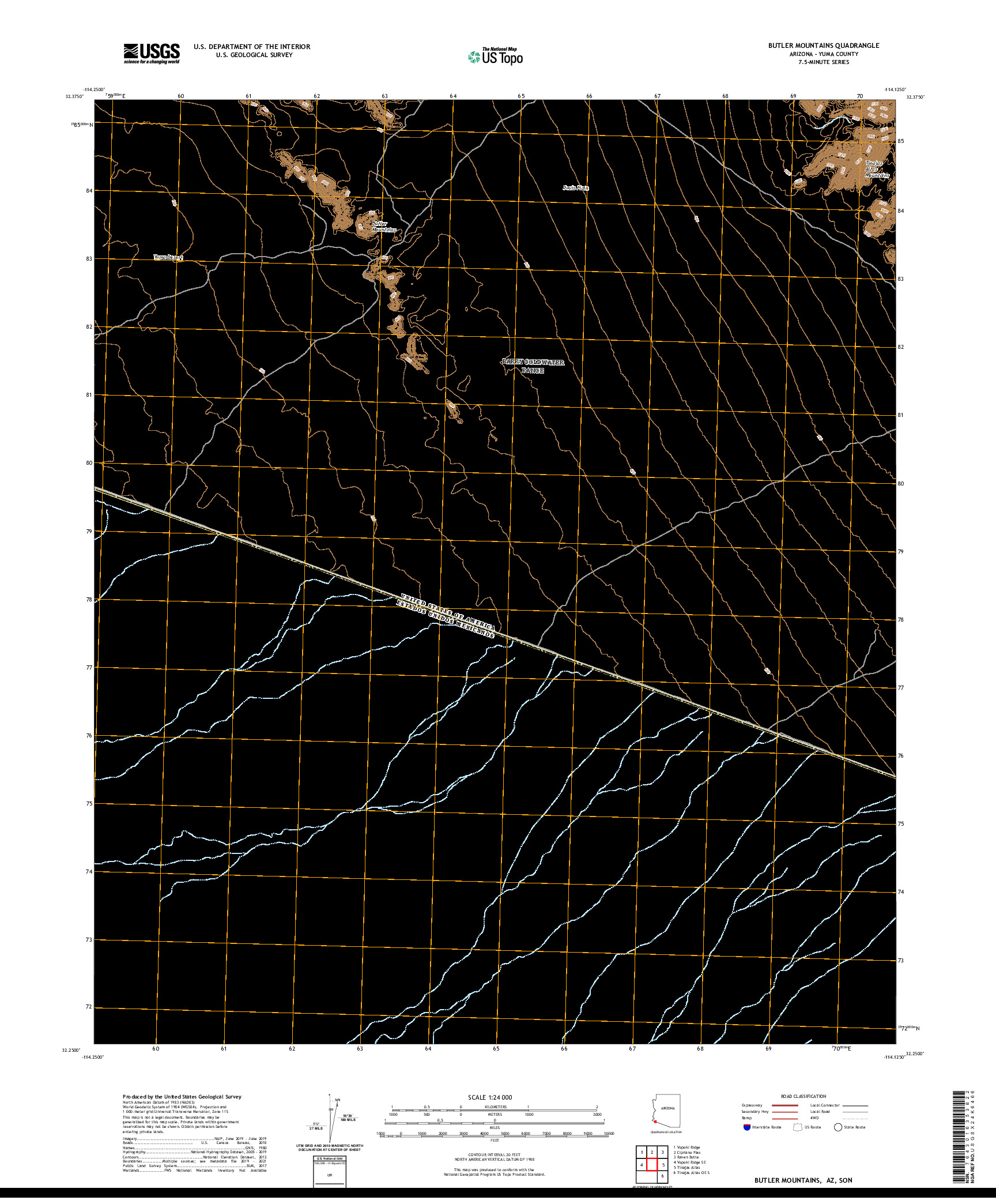 USGS US TOPO 7.5-MINUTE MAP FOR BUTLER MOUNTAINS, AZ,SON 2021