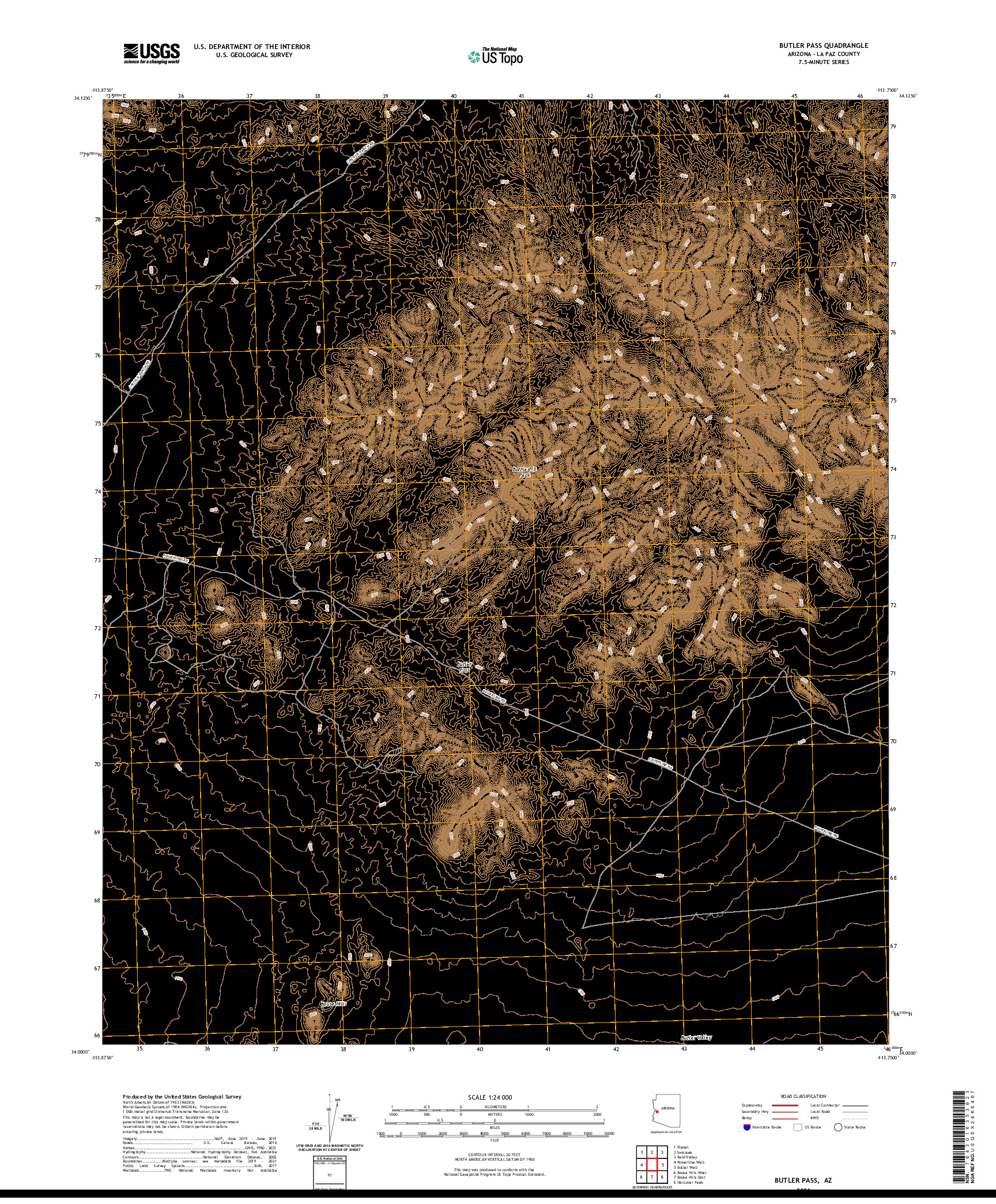 US TOPO 7.5-MINUTE MAP FOR BUTLER PASS, AZ