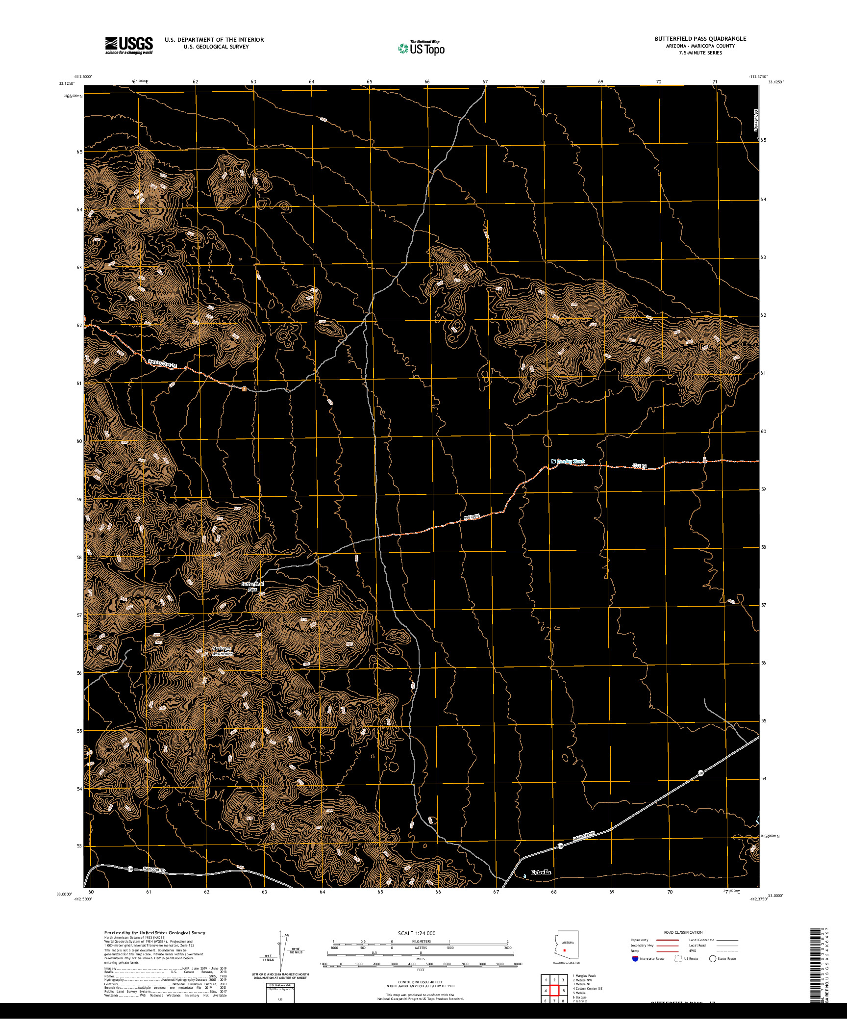 US TOPO 7.5-MINUTE MAP FOR BUTTERFIELD PASS, AZ