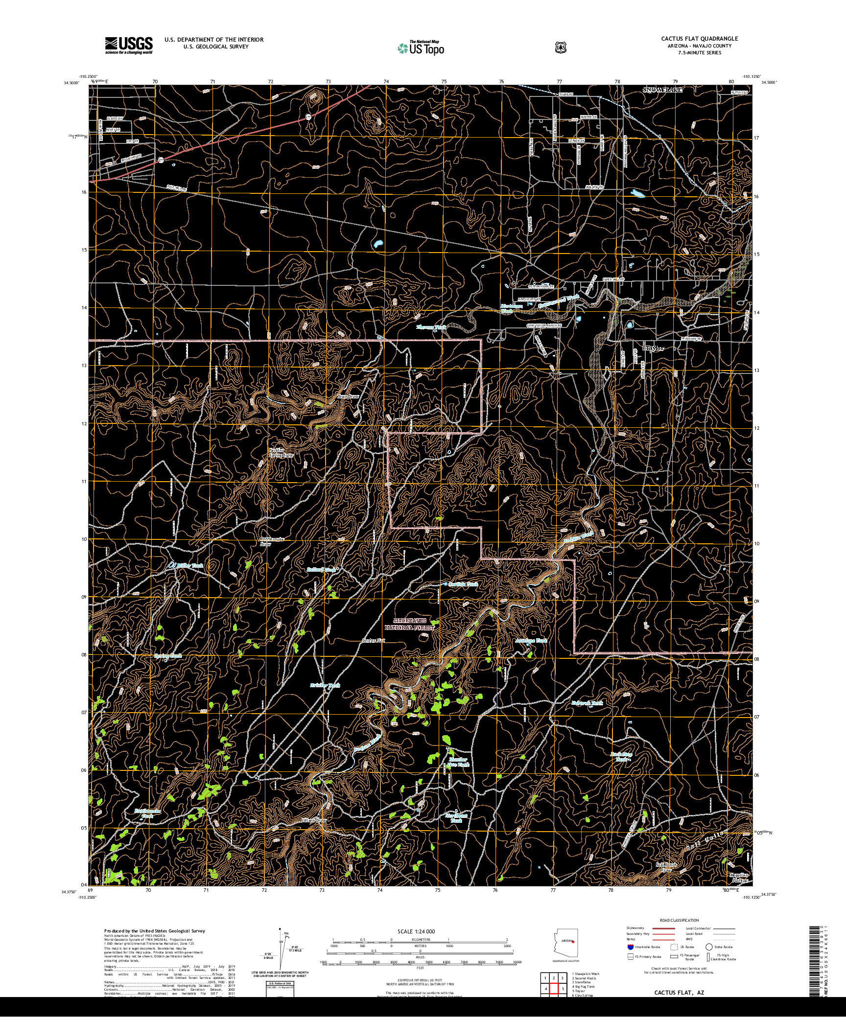 US TOPO 7.5-MINUTE MAP FOR CACTUS FLAT, AZ